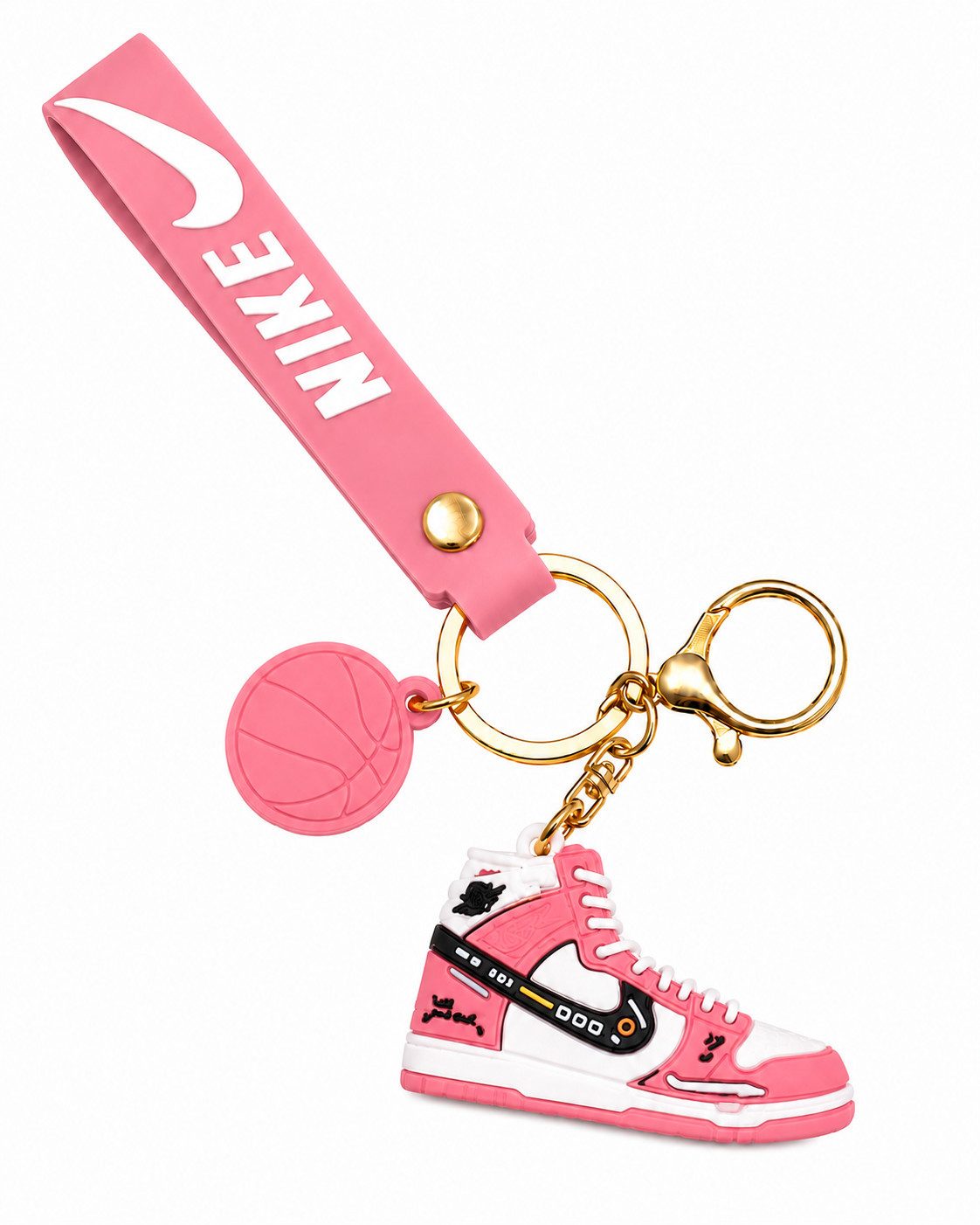 soma Schlüsselanhänger Sneaker-Rucksackanhänger Bag 6cm Basketball & Karabiner rosa (Set, 1-tlg., Geschenk-Set), Sportlicher Sneaker-Anhänger mit Basketball und Karabiner