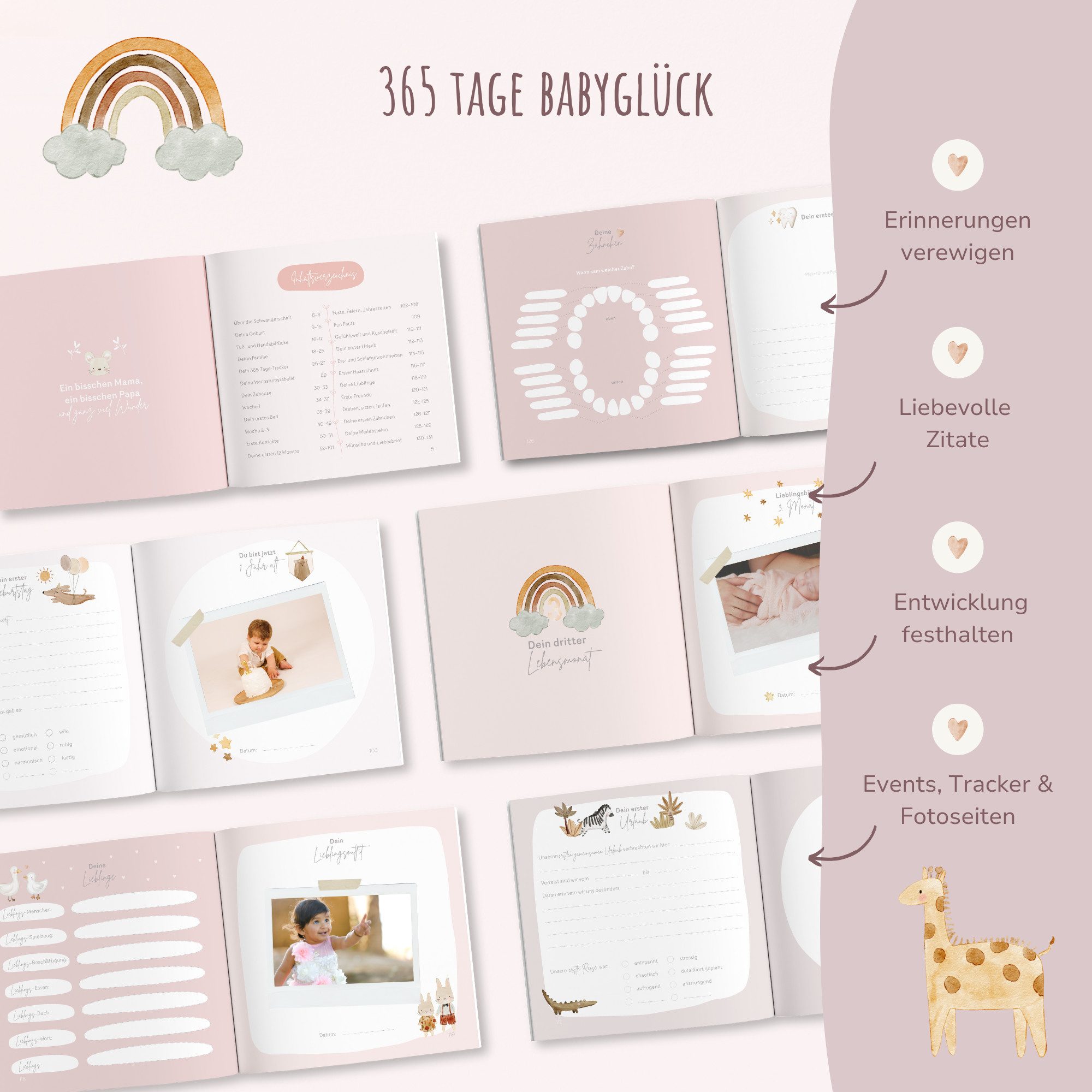 MeinBaby123® Tagebuch Baby 'Mein erstes Jahr', Erinnerungsbuch Baby, Geschenkidee zur Geburt, Momente für die Ewigkeit festhalten