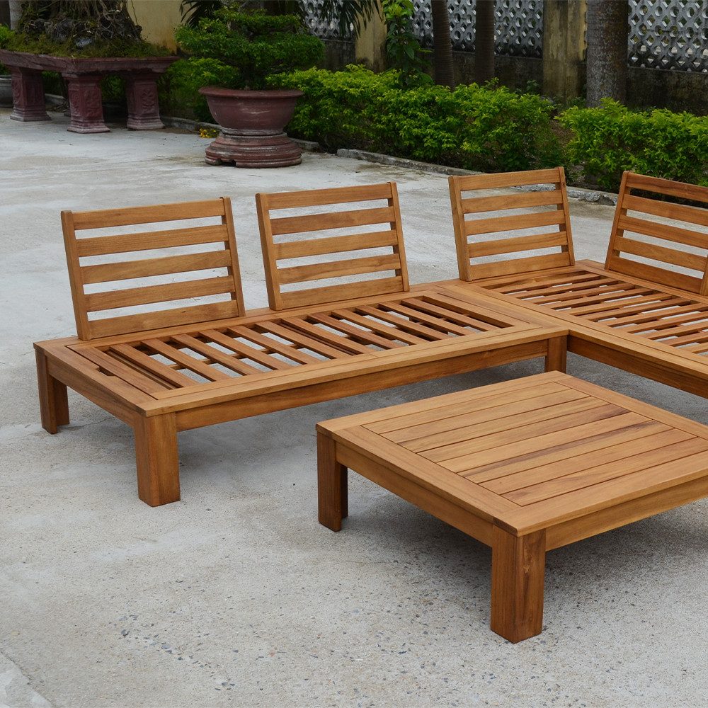acamp Gartenlounge-Set Gartenmöbel Set Akazienholz modulare Sitzgruppe mit Tisch, (Sitz und Rückenkissen mit ca 10 cm Polster, Rückenlehne klappbar), FSC Akazienholz geölt mit Teaköl Finish, Tisch 80x80 cm