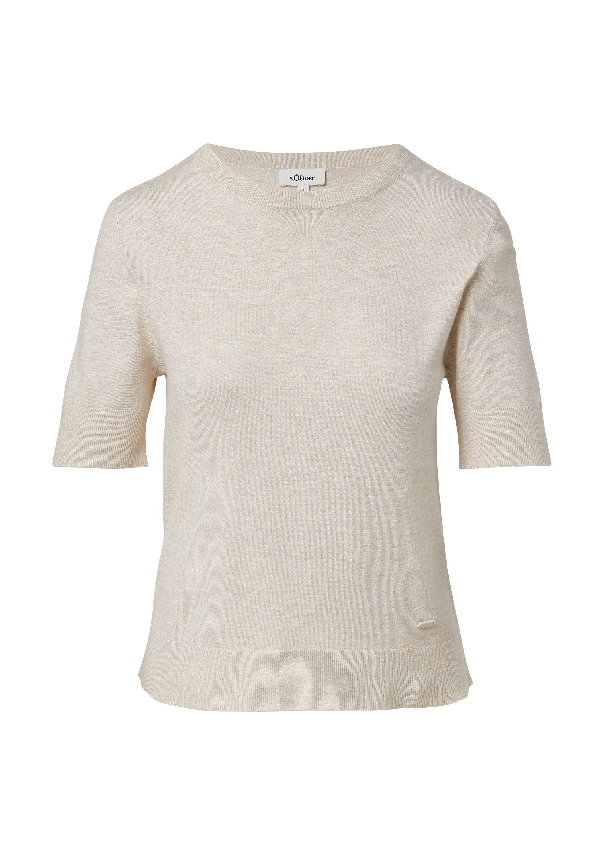 s.Oliver Kurzarmpullover Strickpullover Kurzärmeliger Strickpullover mit Ri günstig online kaufen