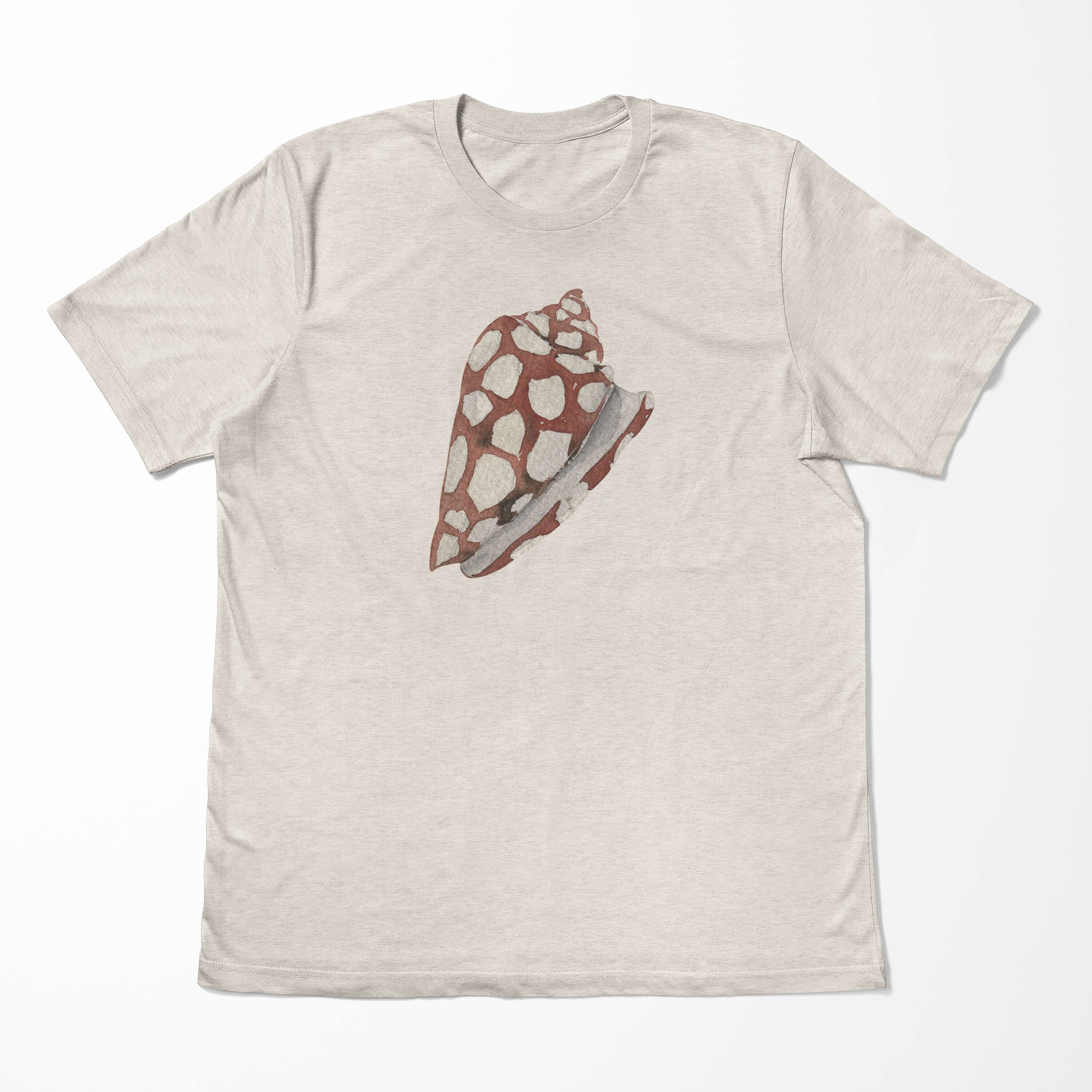 Sinus Art Ökomode Bio-Baumwolle Wasserfarben gekämmte T-Shirt Shirt Nachhaltig 100% Herren (1-tlg) aus Muschel Motiv T-Shirt