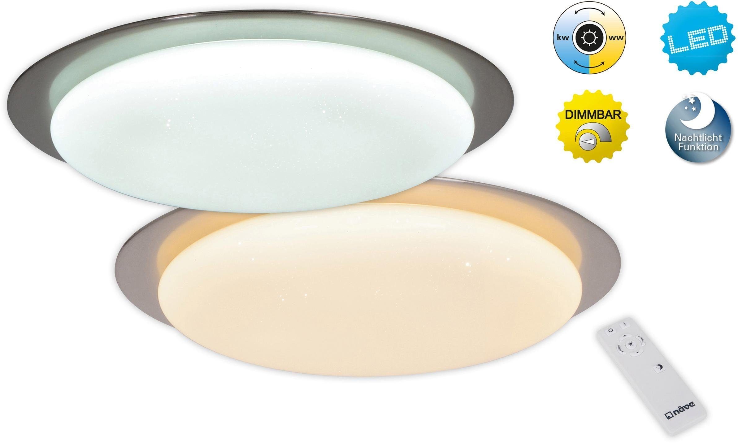 näve LED Deckenleuchte Auckland, Nachtlichtfunktion, LED fest integriert, Neutralweiß, Kaltweiß, Warmweiß, Kristalleffekt