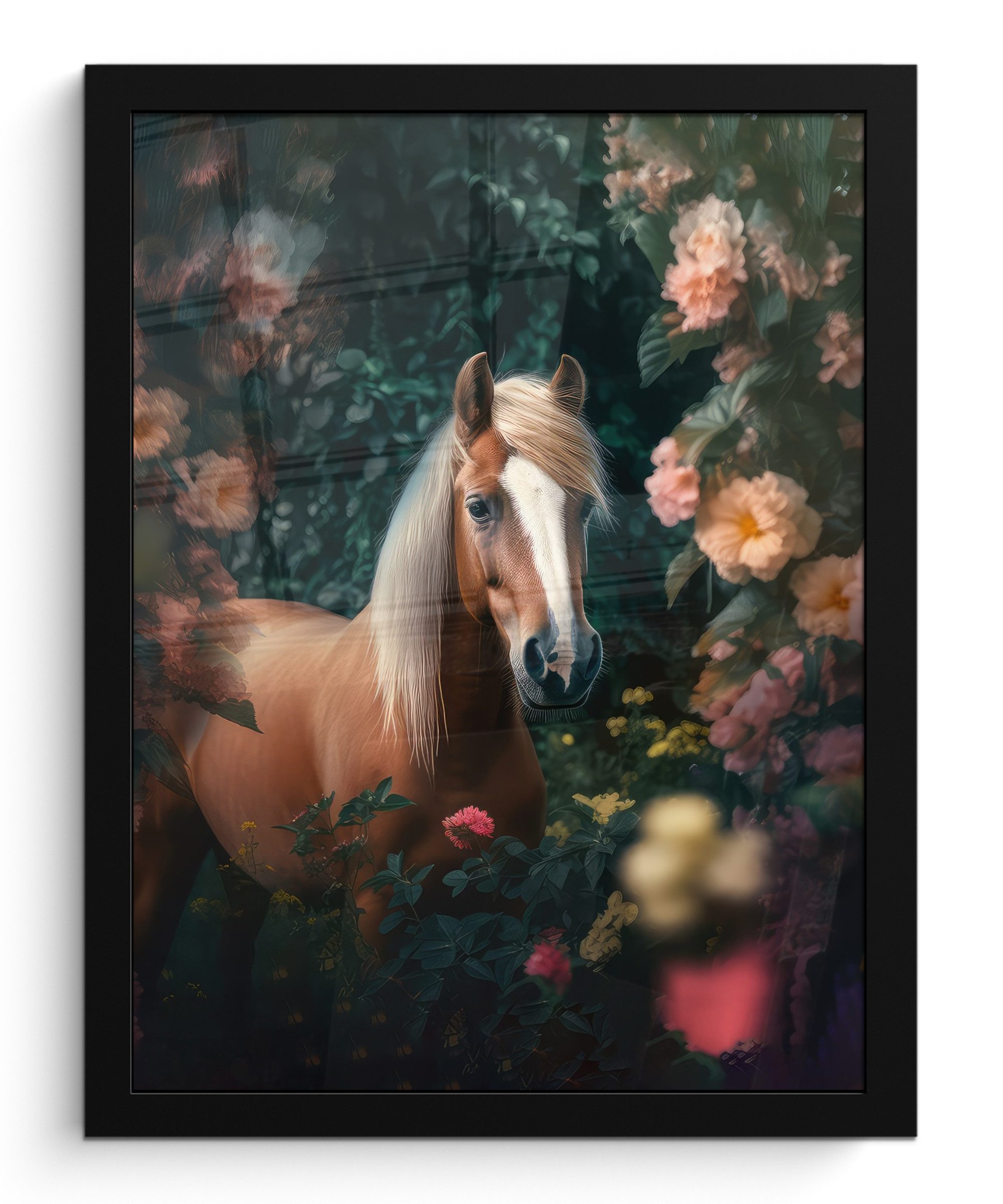 Poster Pferd - Natur - Blumen - Wald - Tiere