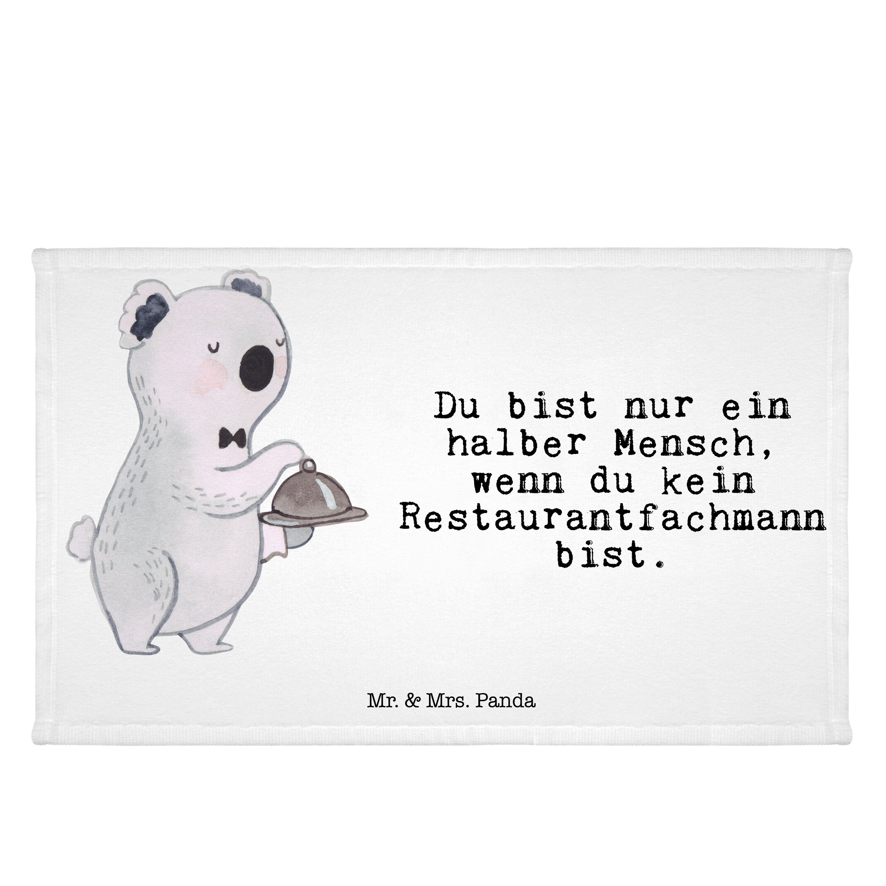& - Handtuch Weiß (1-St) Panda Ausbildung, - Gästetuch, mit Geschenk, Herz Restaurantfachmann Mrs. Mr.