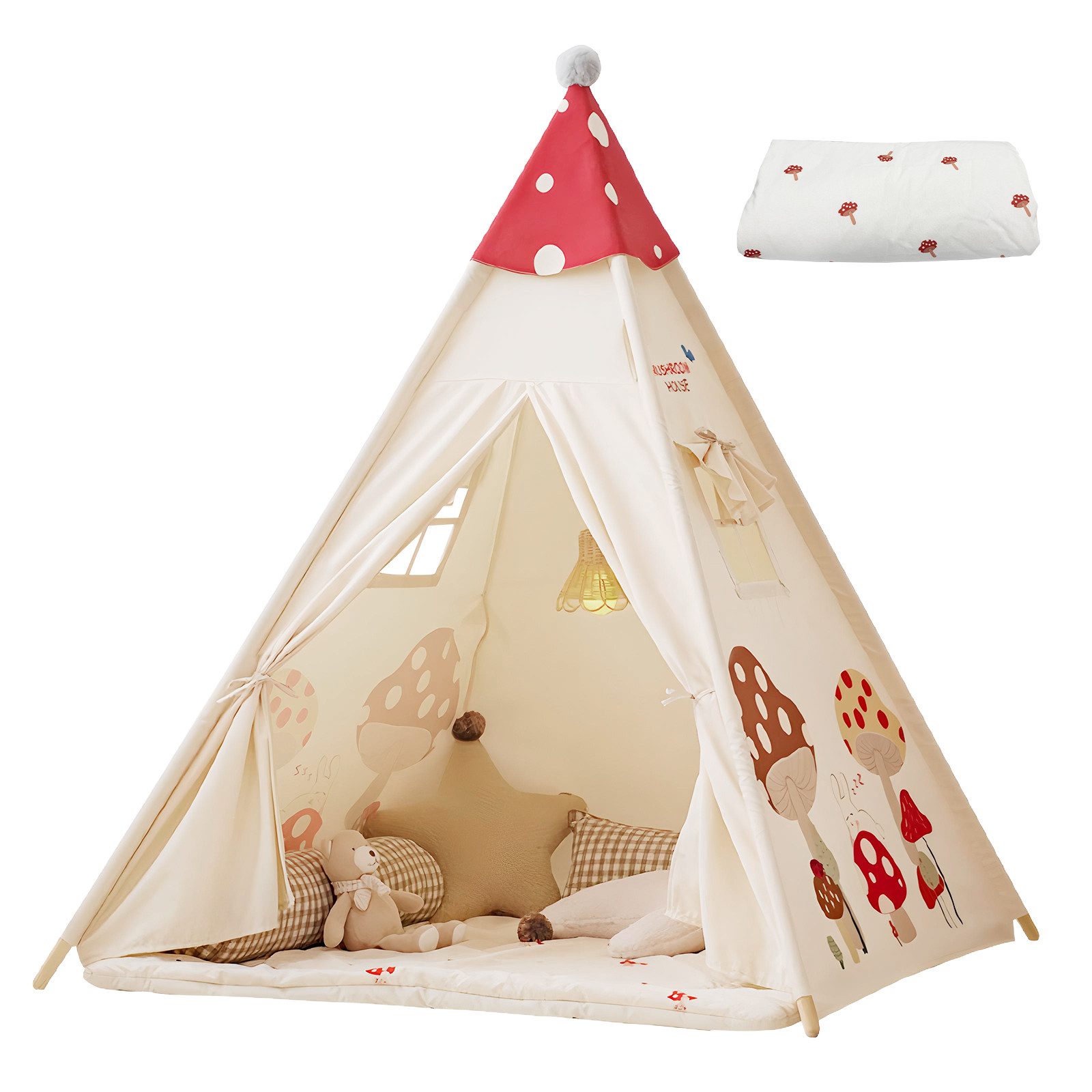 SEHAUSEU Spielzelt Tipi-Zelt Kinderzelt Spielhaus mit Bodenmatte günstig online kaufen