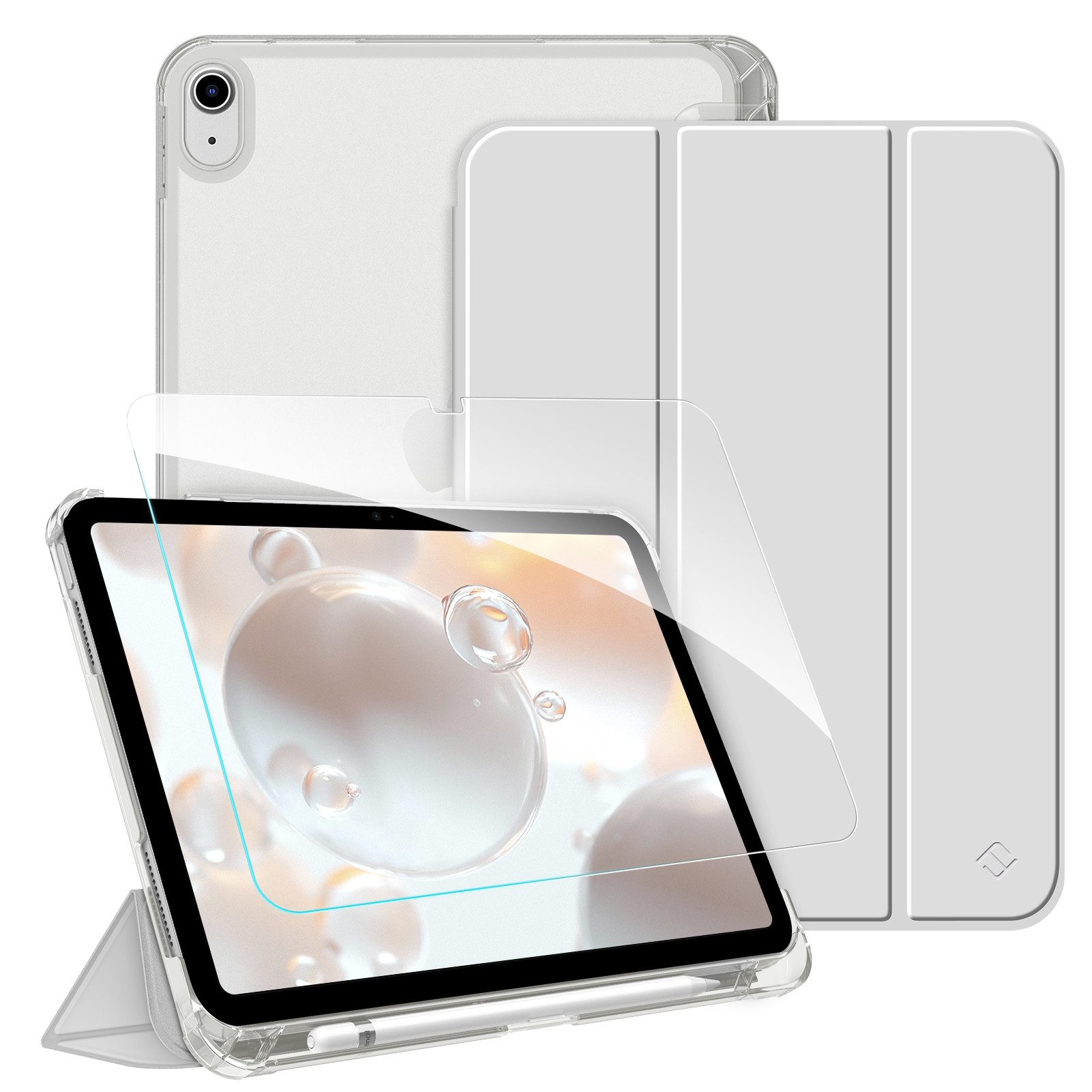 Fintie Tablet-Hülle für iPad 11 Generation 11'' 2025 (A16), iPad 10 Generation 10.9'' 2022, mit Schutzfolie-ultradünne transparente Rückseite Case mit Stifthalter