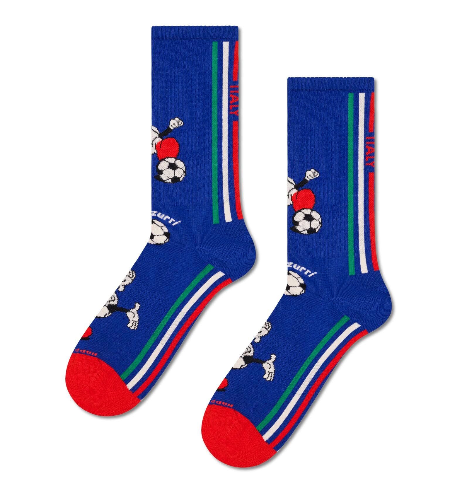 Happy Socks Socken Tagessocke Crew Team Italy Football Sneaker blau - 1 Paar