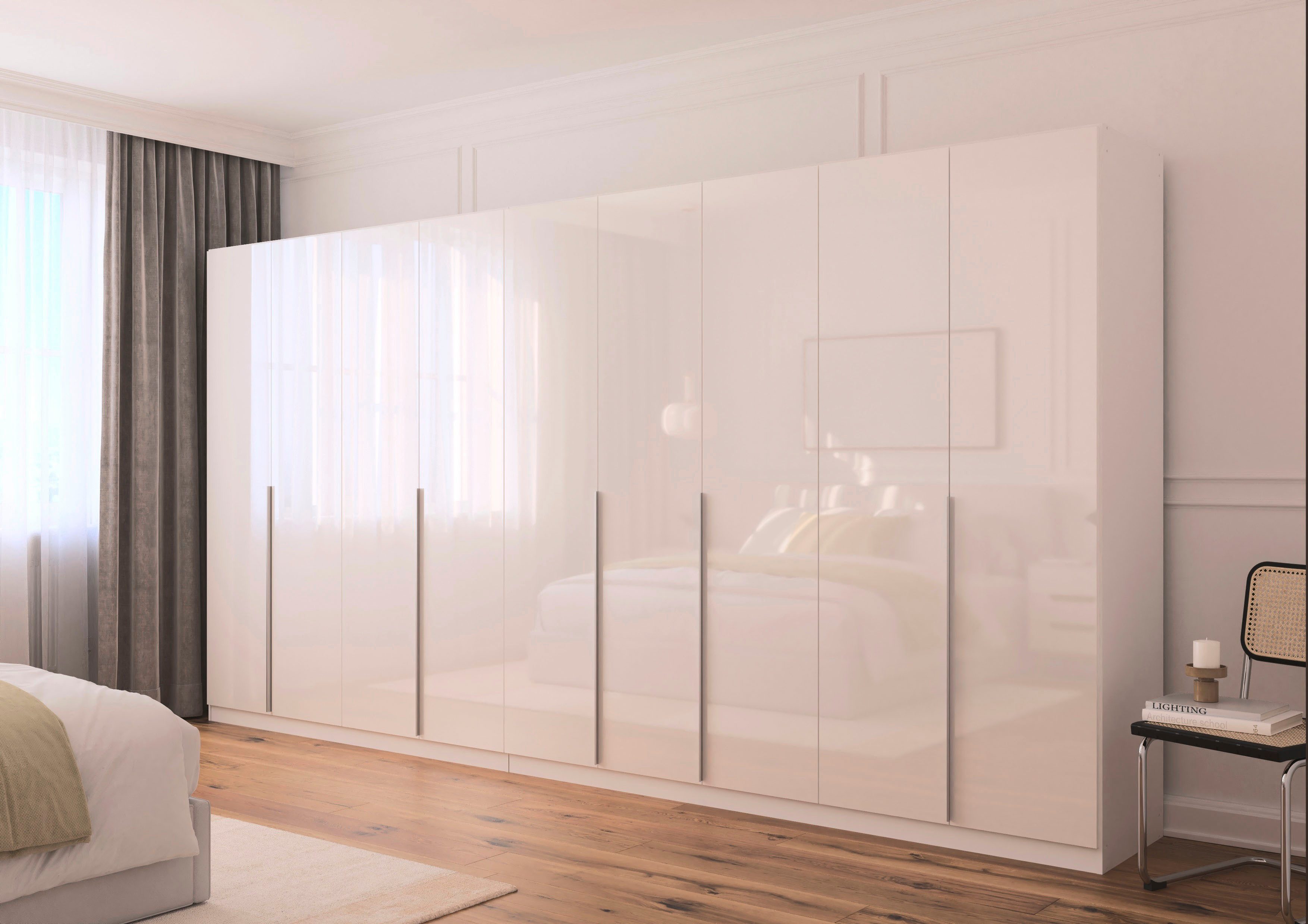 OTTO home Drehtürenschrank Kleiderschrank Schrank Garderobe AGORDO Schlafzimmer (in zwei Griff-Farben, Breiten 91-405 cm, Dekor- oder Hochglanzfront) durchdachte Innenausstattung, in 8 Breiten und 2 Höhen MADE IN GERMANY