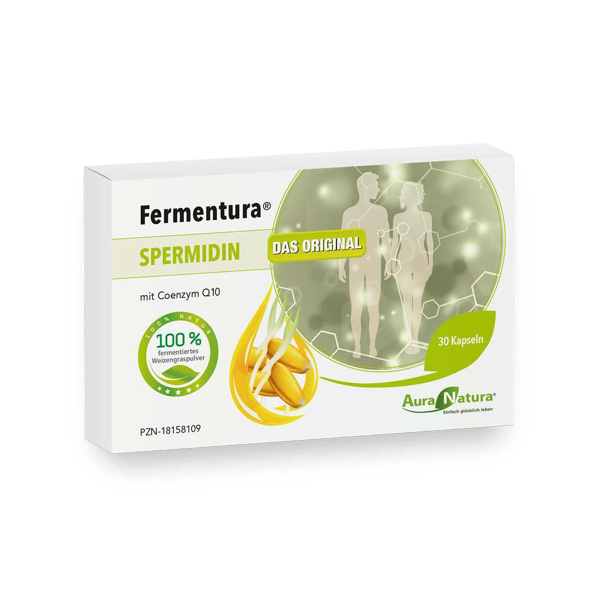 Aura Natura Fermentura Spermidin mit Q10 und Weizengras - 30 Kapseln Kapseln
