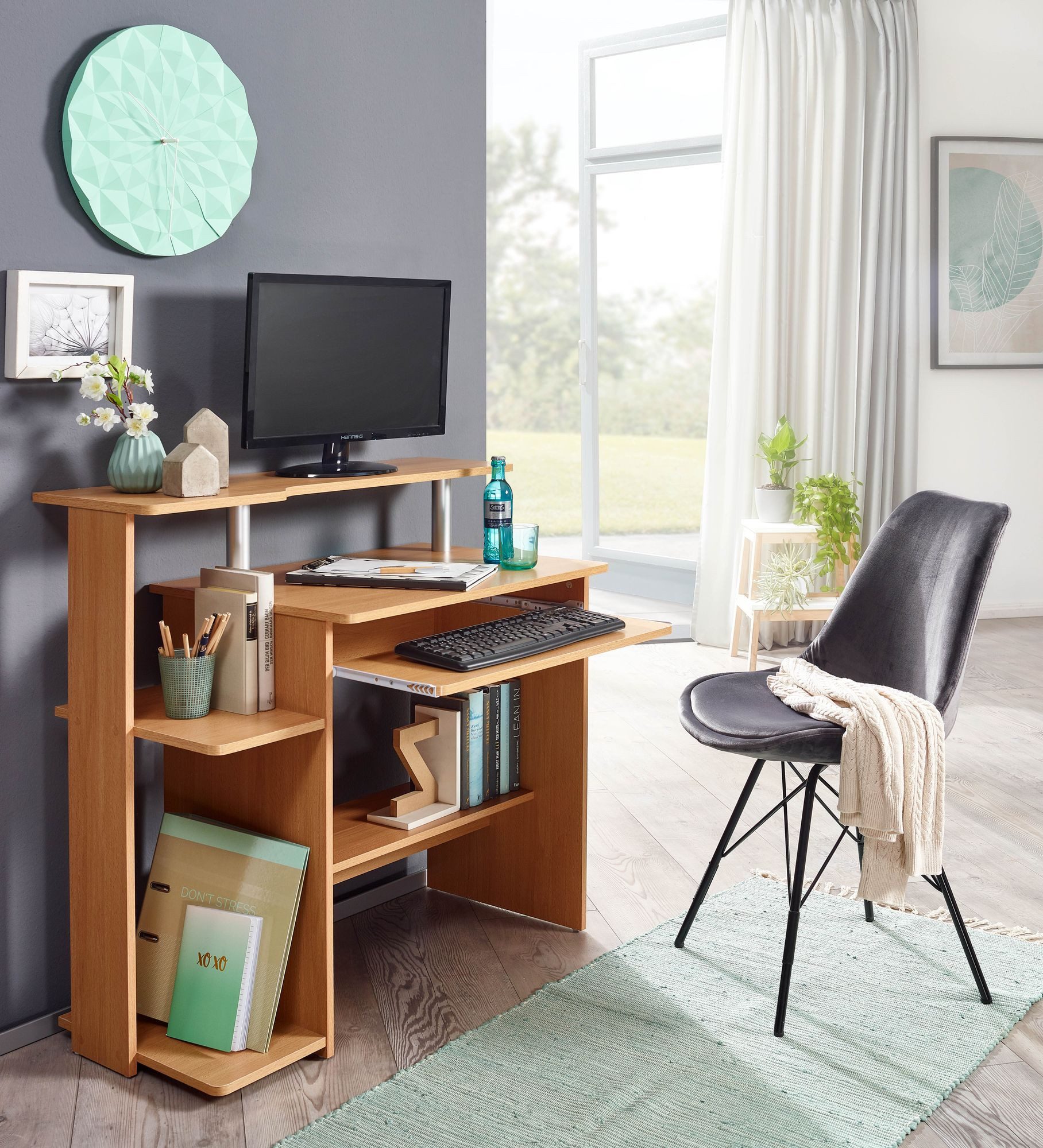 Wohnling Schreibtisch WL1.163 (Buche 94x90,5x48,5 cm günstig online kaufen