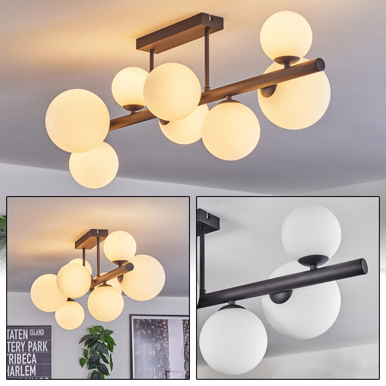 hofstein Deckenleuchte Deckenlampe aus Metall/Glas in günstig online kaufen