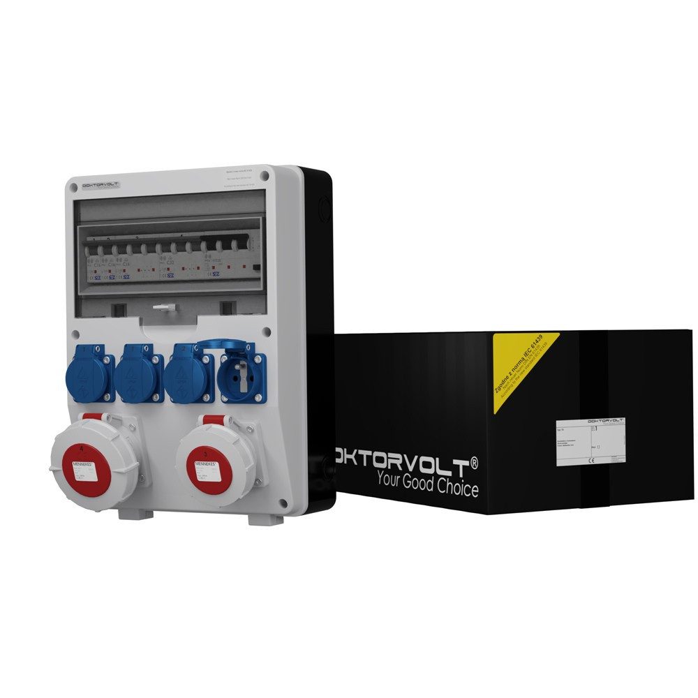 Doktorvolt Stromverteiler 32A 16A 4x230V IP54 franz/belg System Doktorvolt 2466 Розеткиverteiler
