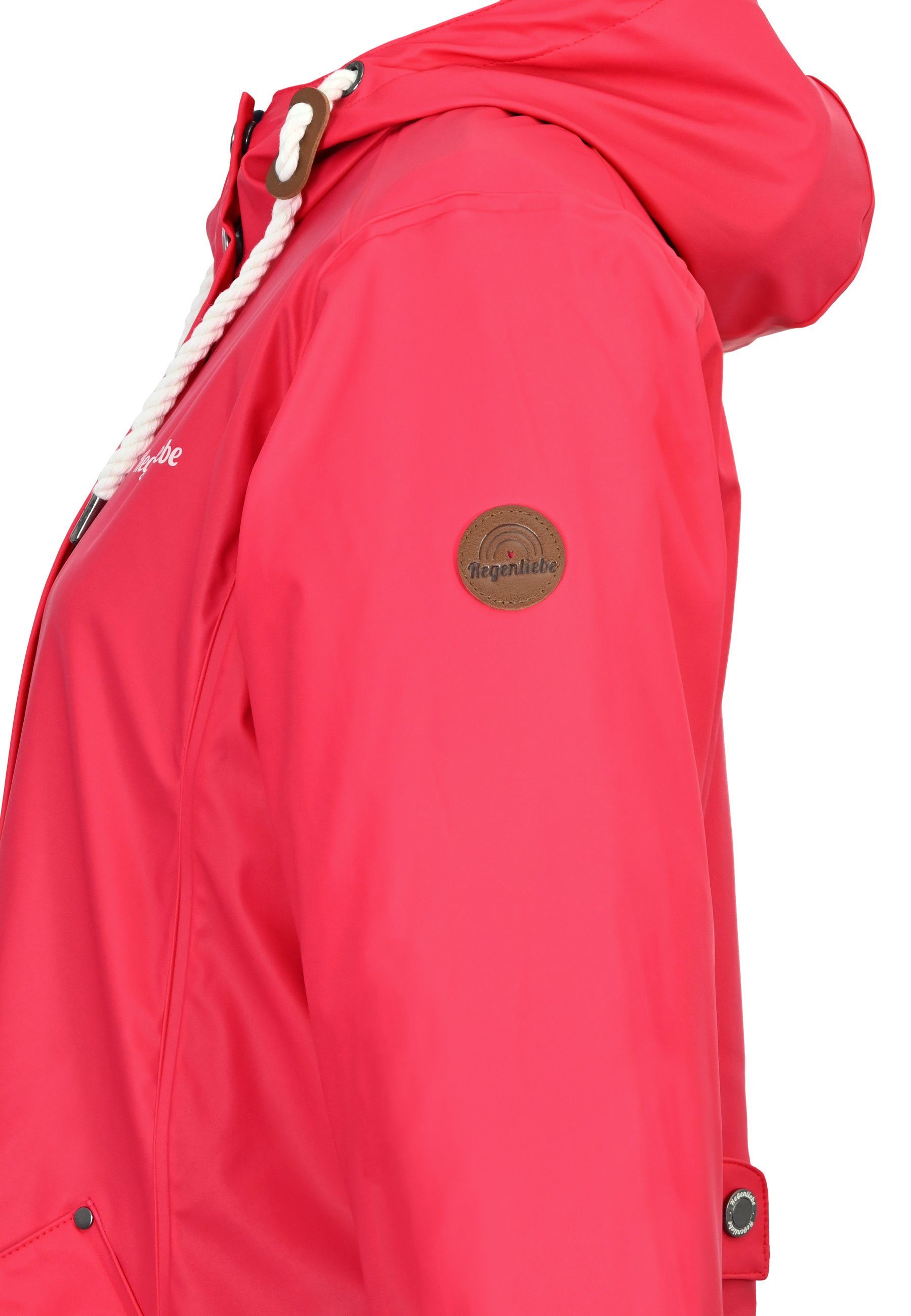 Regenliebe Regenjacke Friesennerz taillierter Kapuze verstellbaren mit azalea Regenmantel pink