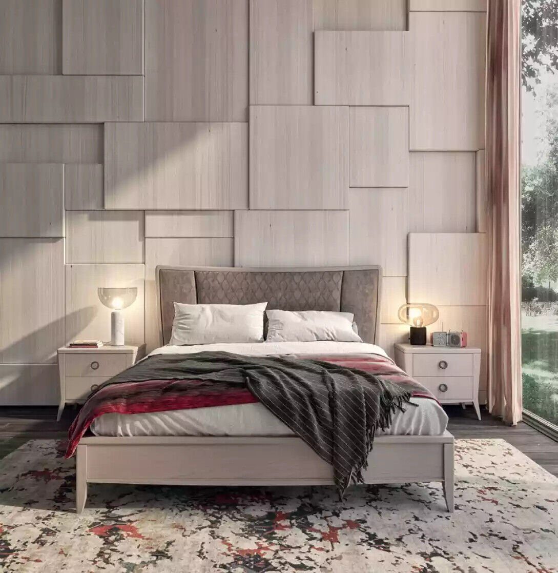 JVmoebel Schlafzimmer-Set Schlafzimmer Bett 2x Nachttische Luxus Betten Set  Komplett Möbel 3tlg, (3-St), Made in Italy
