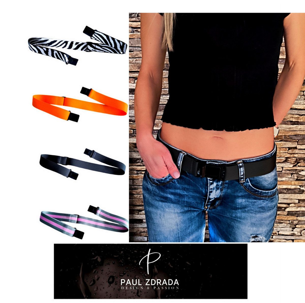 PaulZdrada Stoffgürtel Damen Gürtel Jeansgürtel Stoffgürtel mit Klick-Verschluss Modern 2025