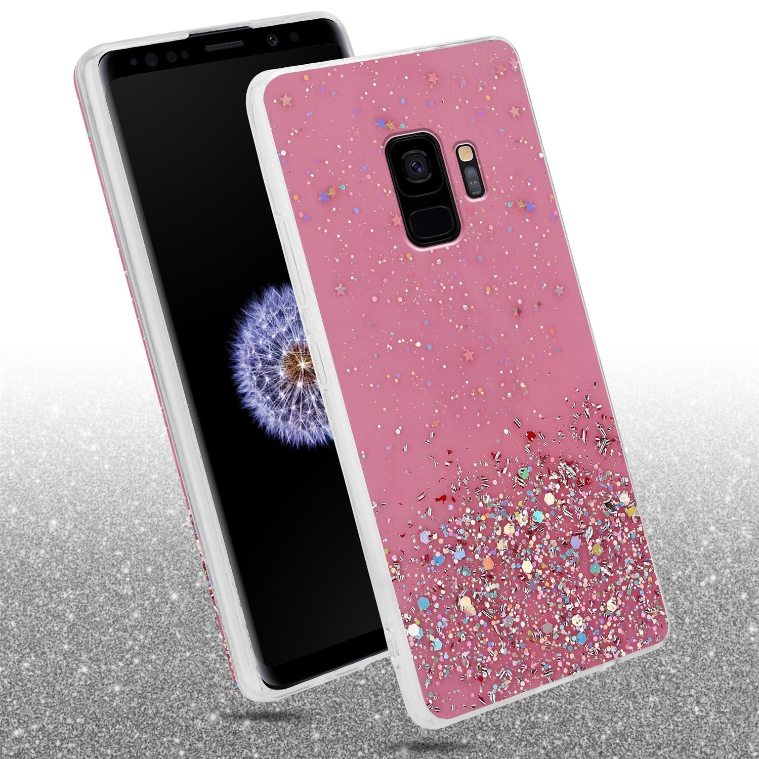 Cadorabo Handyhülle für Samsung Galaxy S9 Hülle Samsung Galaxy S9, Flexible TPU Silikon Handy Schutzhülle - Hülle - mit Glitzer