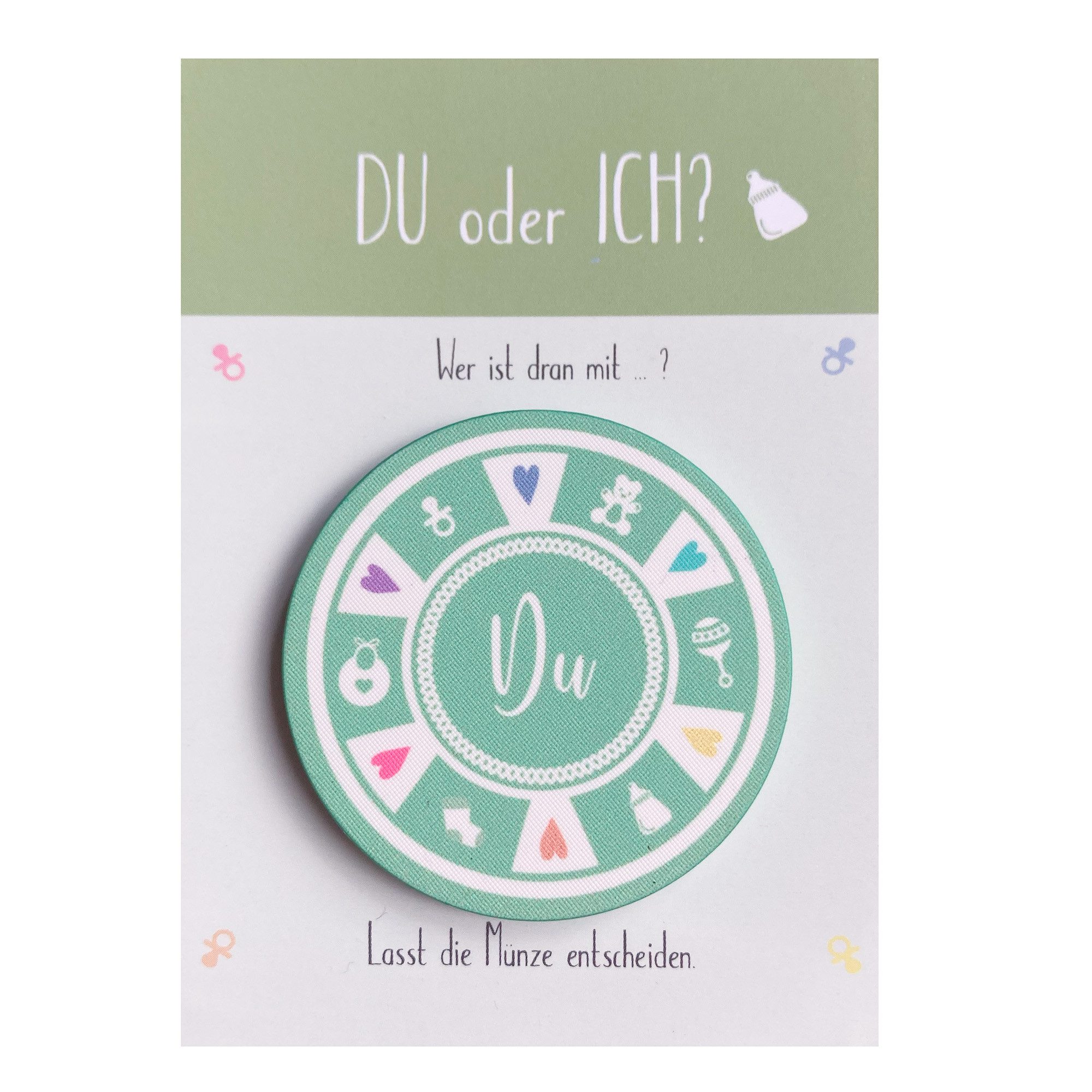 melovely Spiel Entscheidungsmünze „Ich oder Du“ – Geschenk für Eltern und zur Geburt, Witzige Eltern-Münze ‚Ich oder Du‘ für Alltagsentscheidungen, Kleines Mitbringsel zur Geburt oder Babyparty