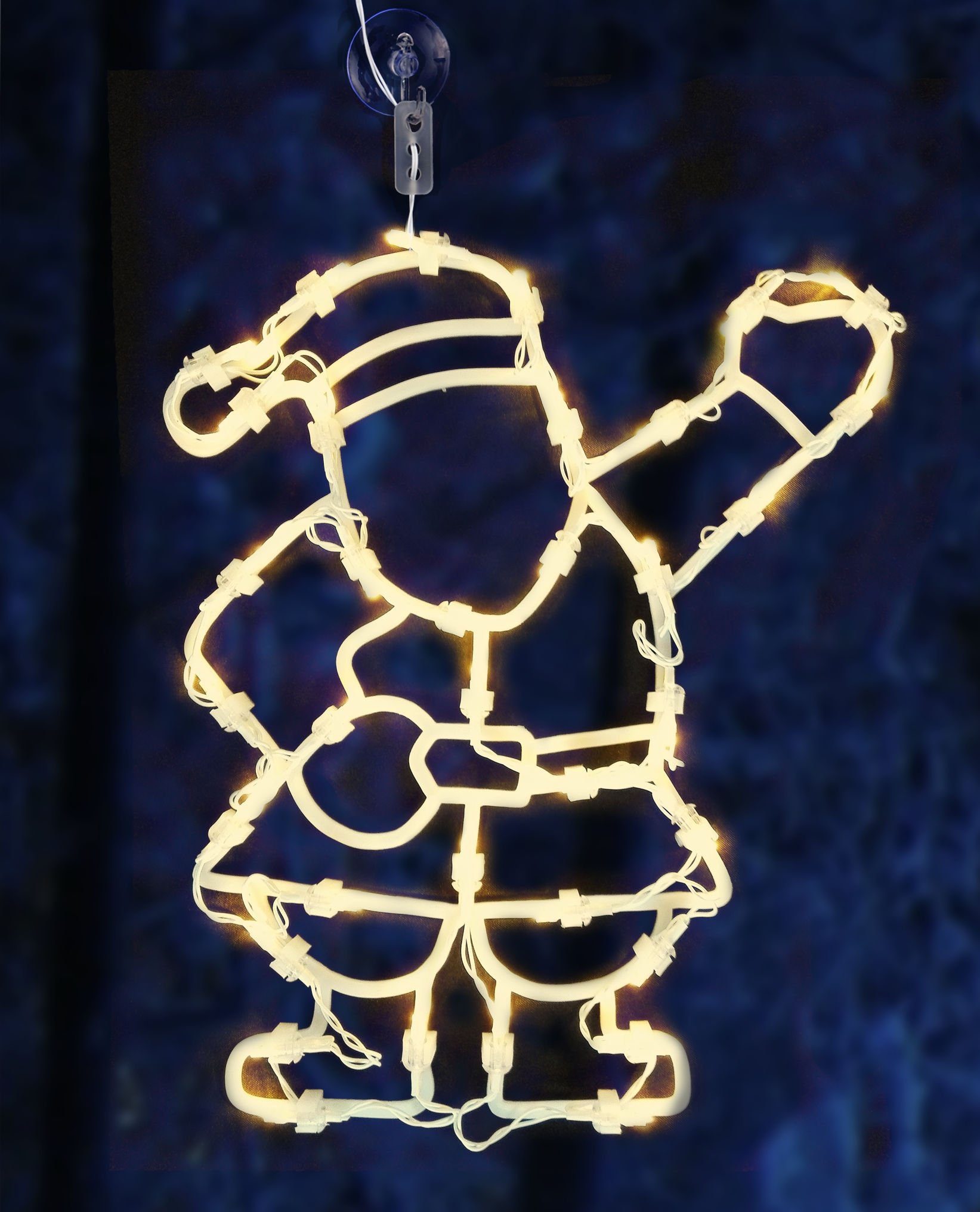 Spetebo LED Fensterbild XL LED Fenster Silhouette Nikolaus mit Timer, Dual-Timer, LED fest verbaut, warm weiß, Deko Weihnachts Beleuchtung Fensterbild Batterie betrieben