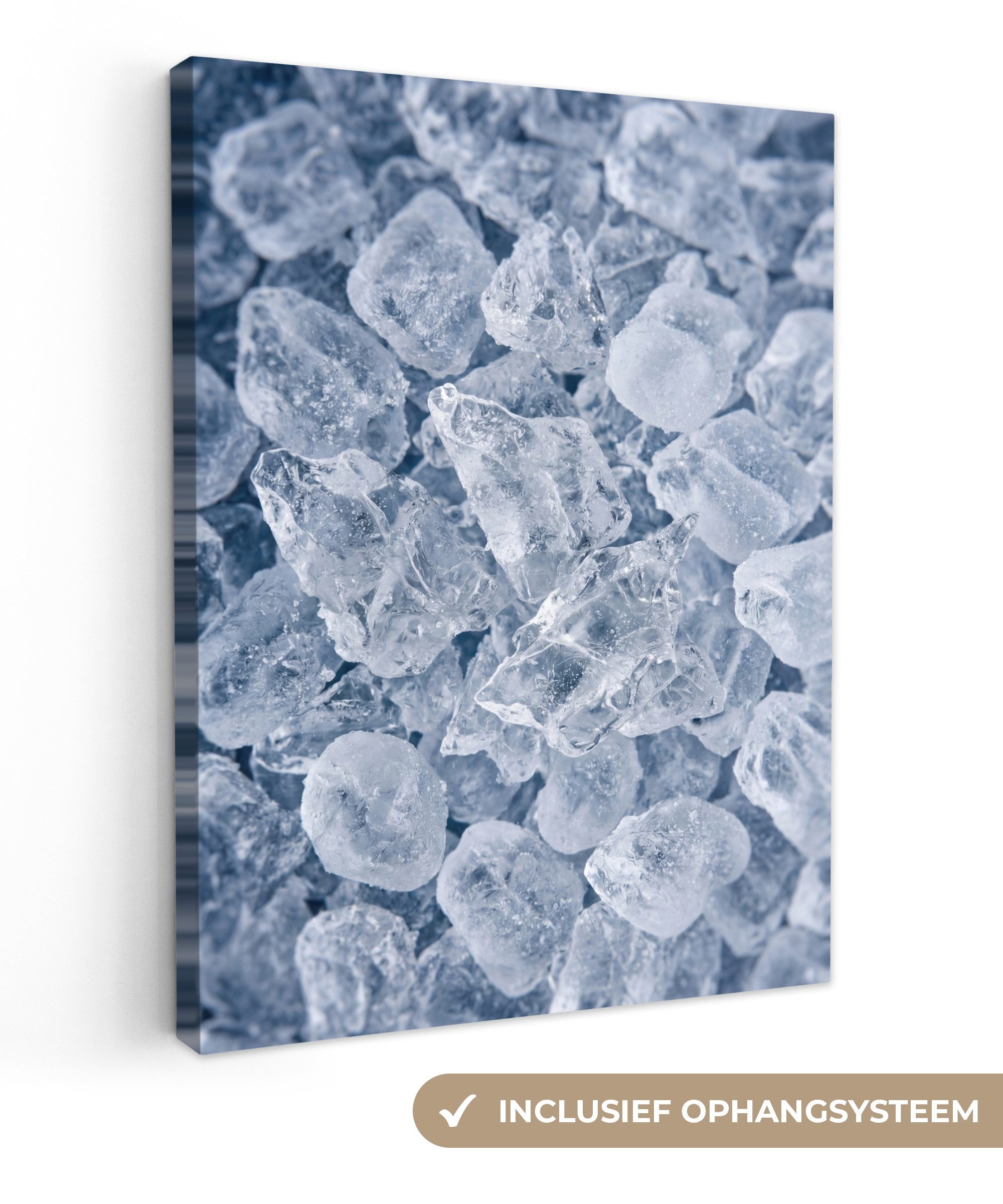 OneMillionCanvasses® Leinwandbild Eiswürfel - Wasser - Blau, Fotodruck (1 St), Leinwand Bilder für Wohnzimmer Schlafzimmer 60x80 cm