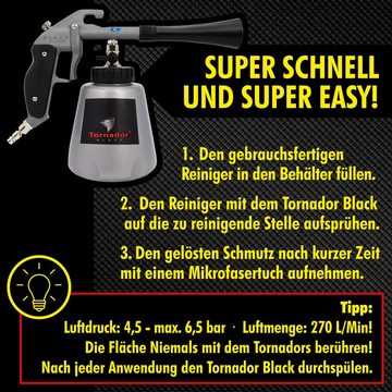 ABACUS Tornador Set, Tornador Black Z-020RS Reinigungspistole Sprühreiniger (Gebrauchsfertige Spezialmischung, [4-St. Beseitigt Flecken Hochwirksam und Materialschonend)