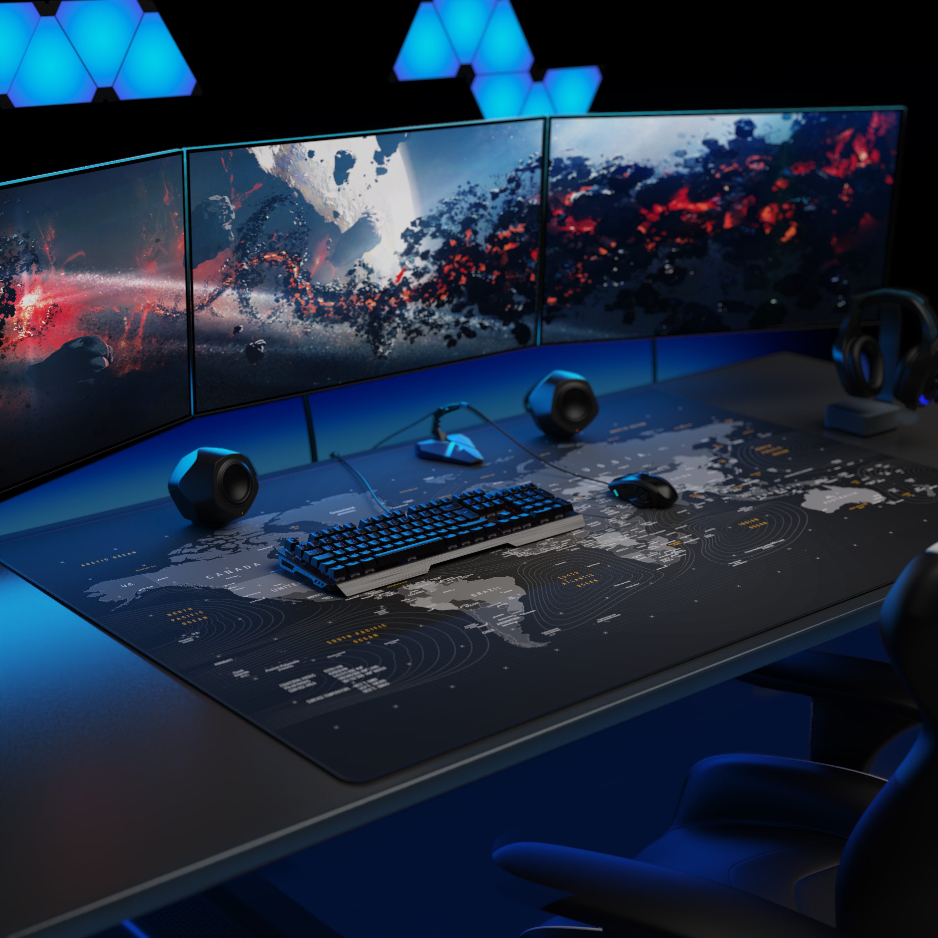 Titanwolf Gaming Mauspad XXXL Speed Mousepad 1200 x 800 x 3 mm, große Schreibtischauflage, rutschfest, abwaschbar, Geschwindigkeit, Präzision, Weltkarte Englisch