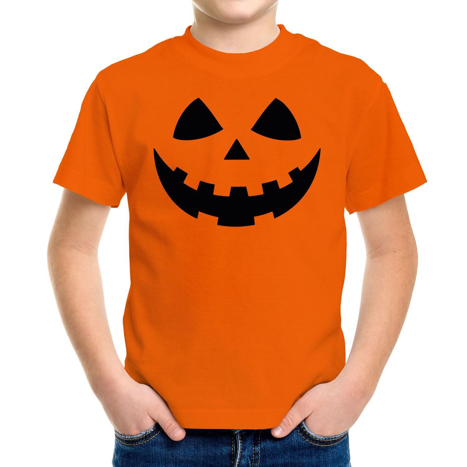 Print-Shirt Kinder T-Shirt Kürbis Halloween Party Kostüm Fasching Herbst Jungen