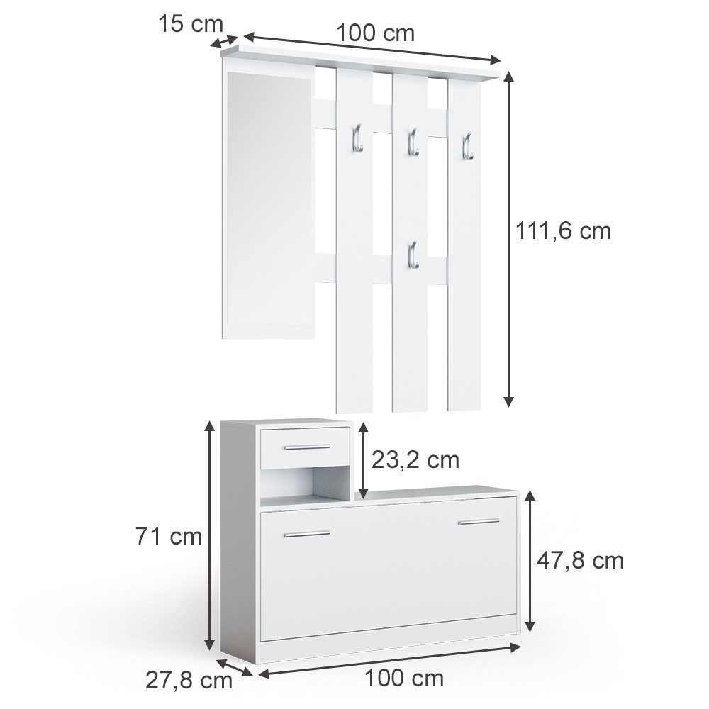 Vicco Garderoben-Set Billy, Weiß, 100 x günstig online kaufen