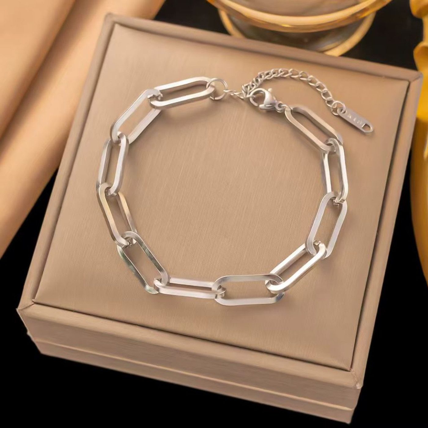 KARMA Armband Damen Edelstahl Gliederarmband Gold oder Silber modern (Gesch günstig online kaufen