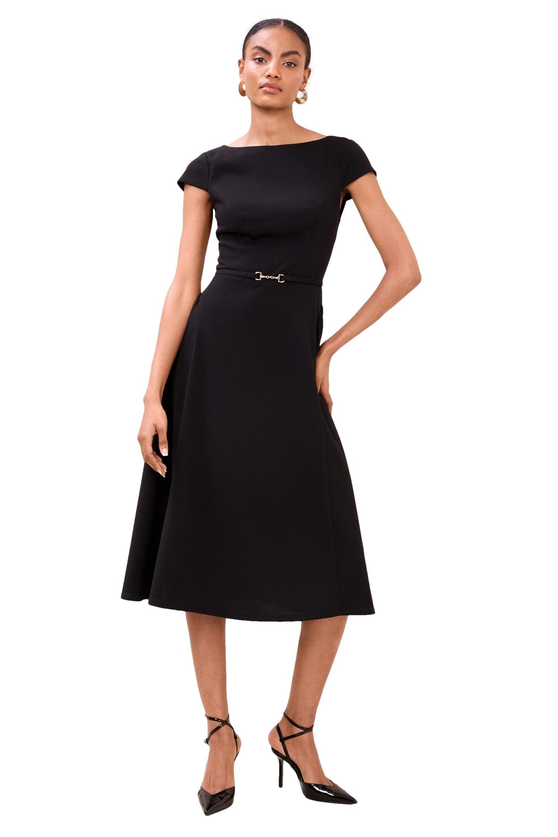 LIPSY Midikleid Lipsy Historic Midikleid mit Flügelärmeln + Gürtel (1-tlg)
