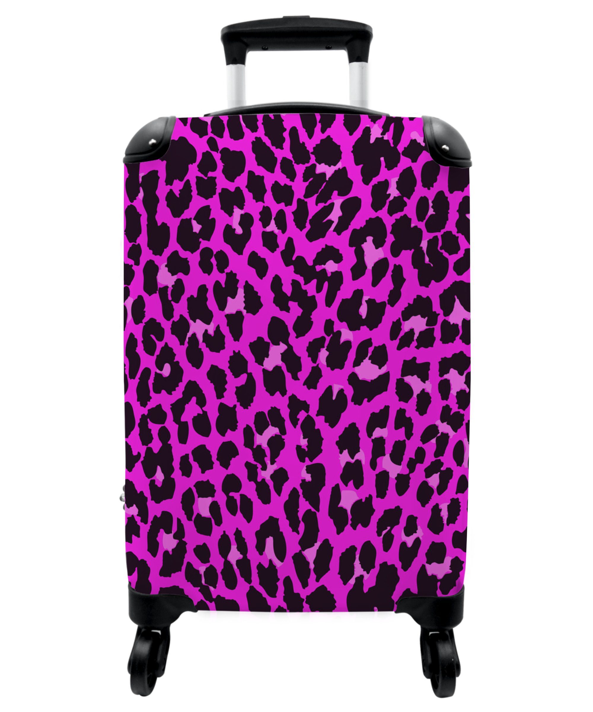 rollen, 55x35x20cm Mädchen - - Kinderkoffer Neon Koffer Rollen, Druck Rosa - Reisekoffer mit 4 - NoBoringSuitcases.com© Kindertrolley, Mädchen Kinder, Panther 4 für