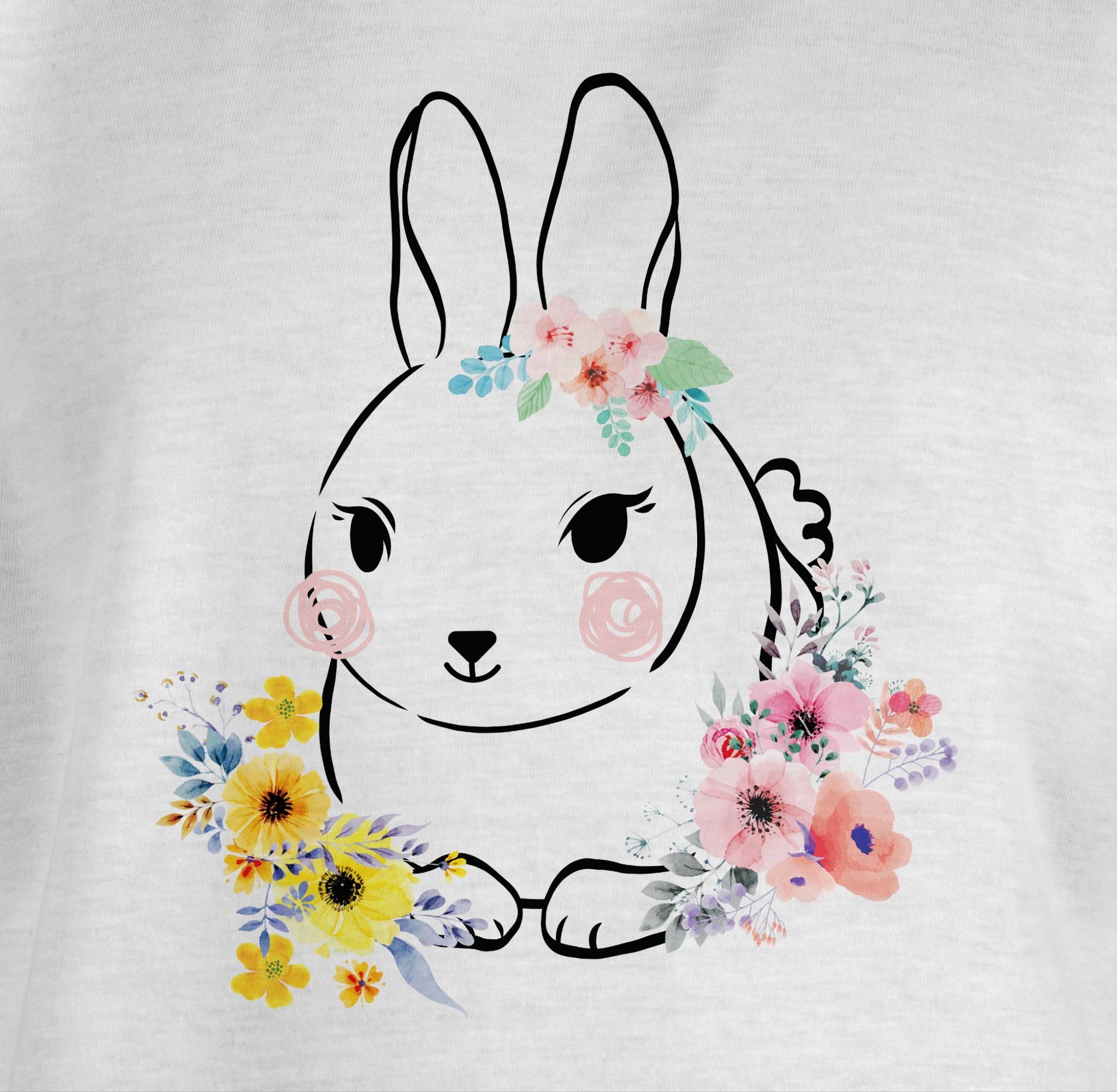 2 Weiß Geschenk Hase Ostern T-Shirt Blumen - Shirtracer