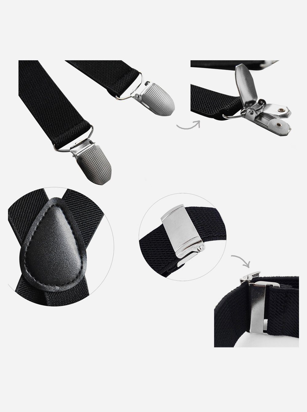 axy Hosenträger Herren Hosenträger mit Glitzerfäden 4 Stabile Clips X-Form 2,5cm Breit verstellbar und elastisch 120cm Lang