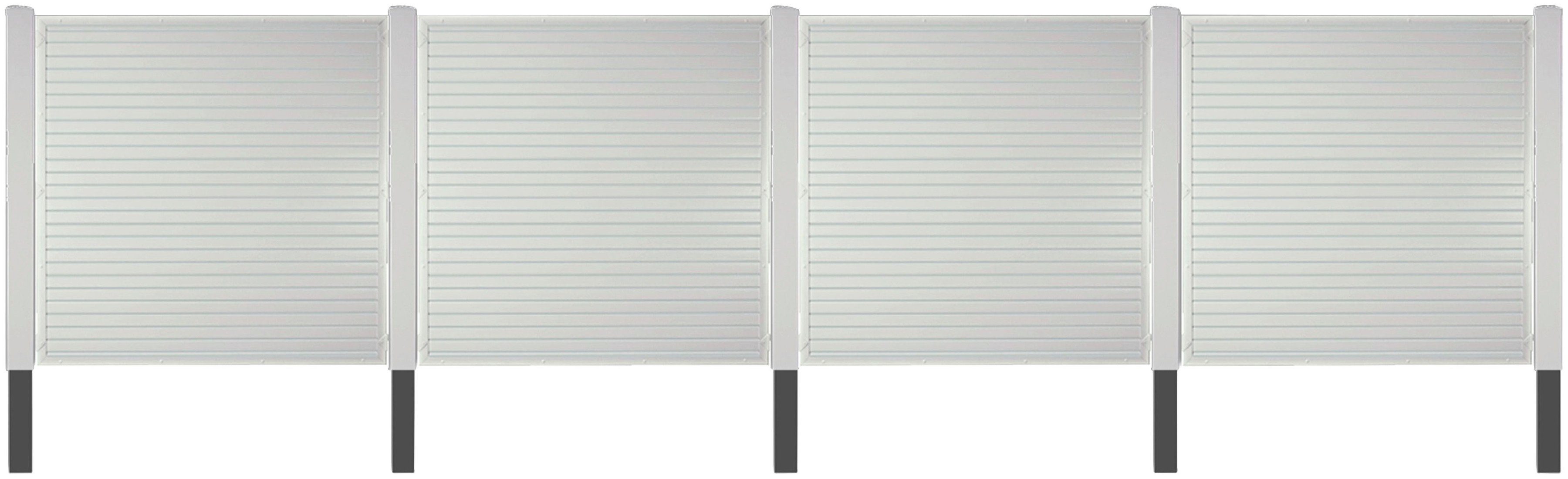 Tetzner & Jentzsch Sichtschutzelement LAREDO 2, (Set), Nie wieder streichen. Weiße PVC-Kunststoffzäune