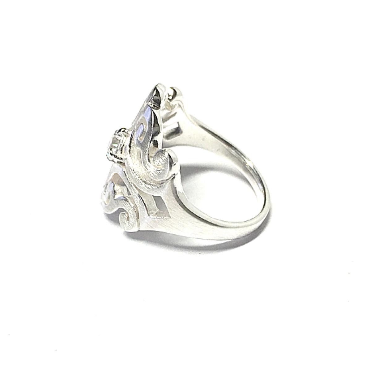 Edelschmiede925 Silberring moderner Silberring 925 Zirkonia - matt - Größe 54