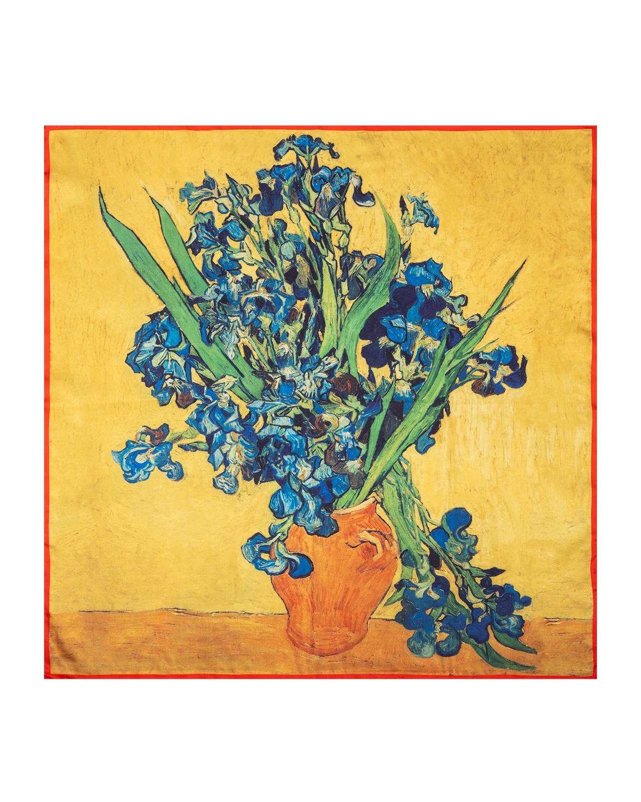 MayTree Halstuch Nickituch quadratisch van Gogh Iris 53x53 blau gelb, Bandana, (Stück, 1-St)