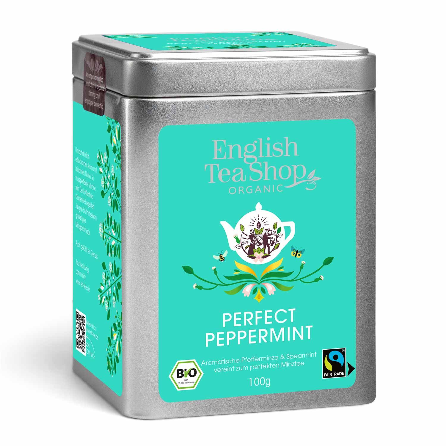 English Tea Shop Tee Perfect Peppermint Pfefferminztee, BIO Fairtrade, Loser Tee, 100g Dose, Intensiv erfrischend