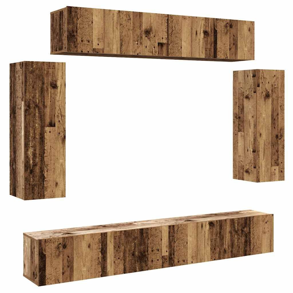 vidaXL TV-Schrank 6-tlg. TV-Schrank-Set Wandmontage Altholz-Optik günstig online kaufen