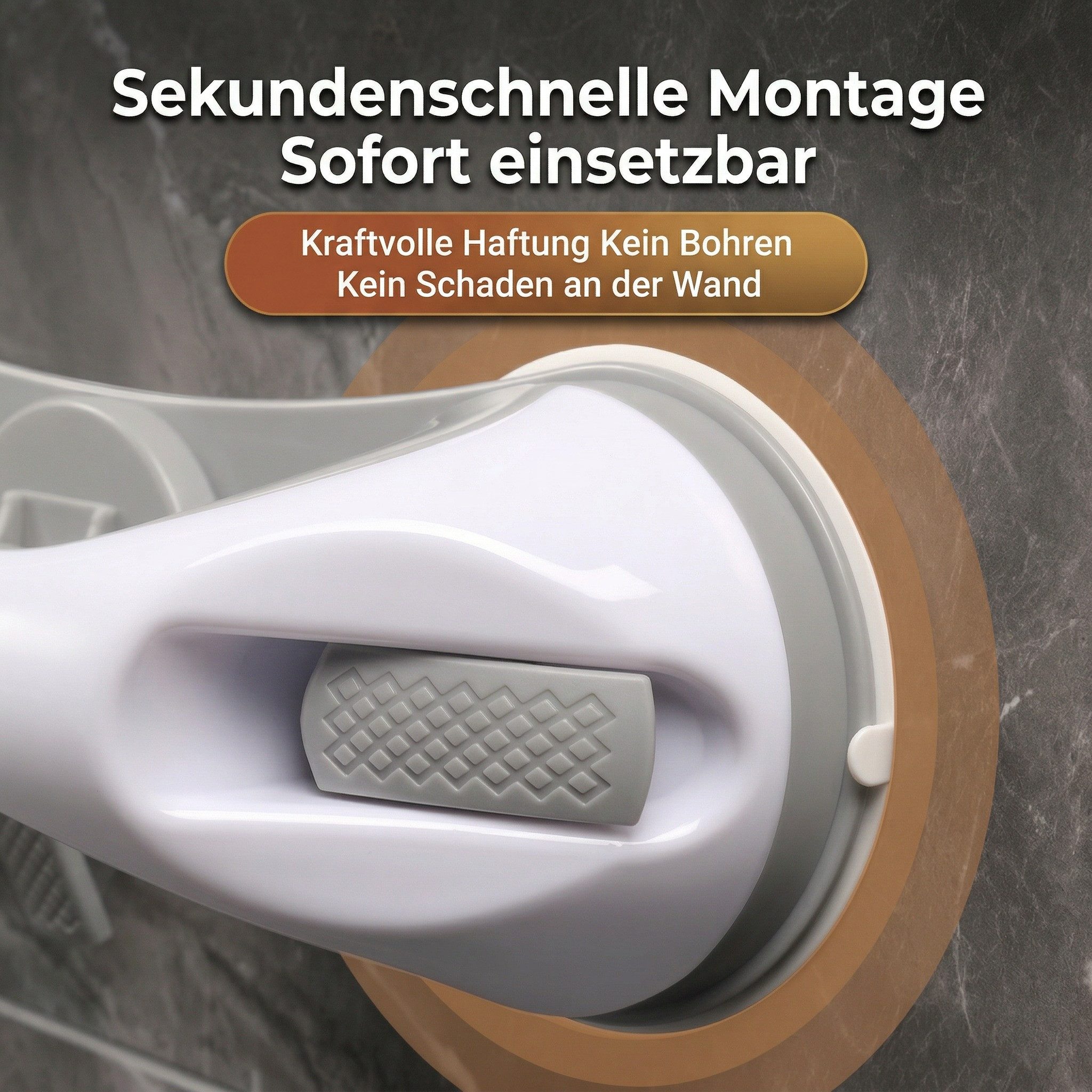 JASLIFE Haltegriff Sauggriff 28cm ohne Bohren, Haltegriff für Senioren rutschfest Bad WC, Sicherer Halt auch bei Nässe, jederzeit abnehmbar