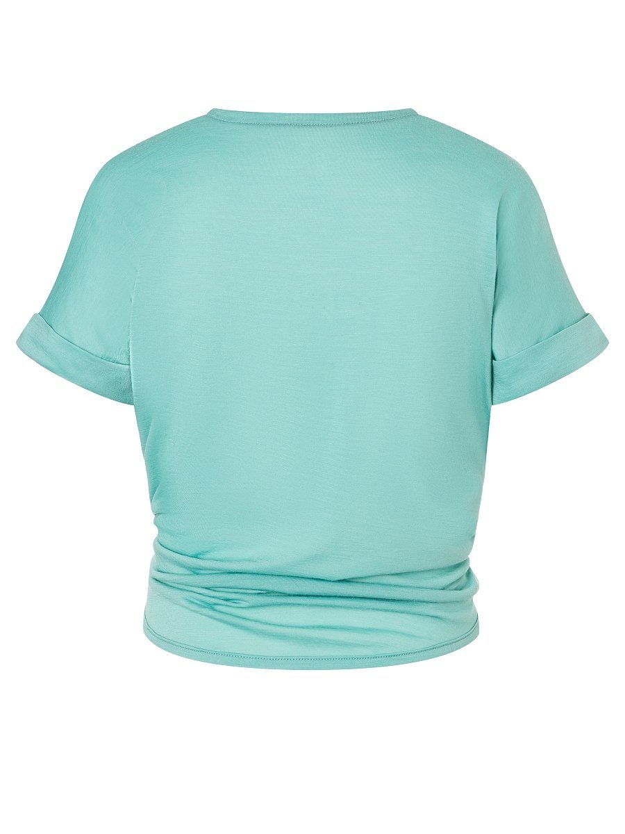 T-Shirt T-Shirt Saum, Merino Merino-Materialmix JP KNOT W SUPER.NATURAL mit am Knoten-Detail TEE feinster Wasabi