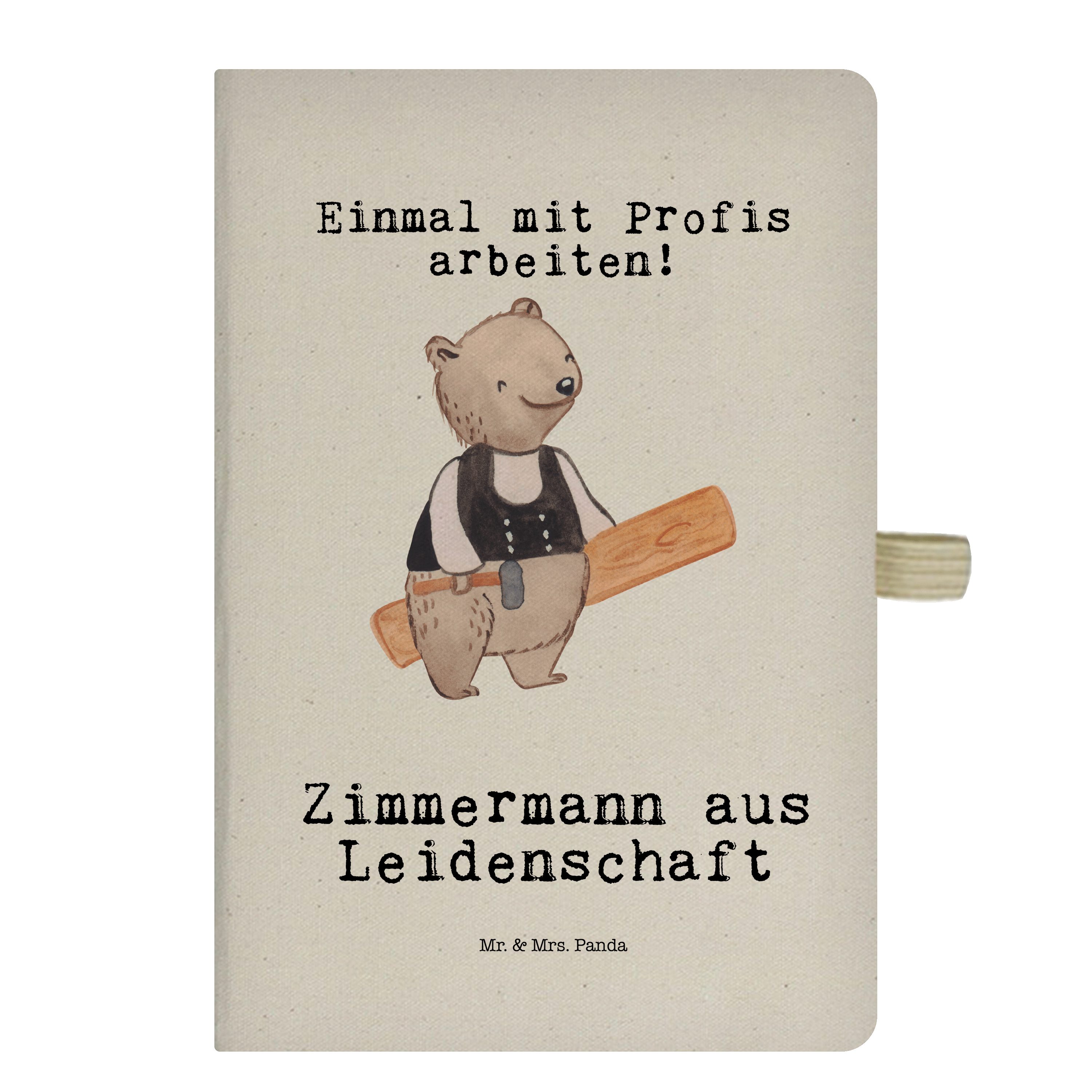 Mr. & Mrs. Panda Notizbuch Zimmermann aus Leidenschaft - Transparent - Geschenk, Danke, Ausbildu Mr. & Mrs. Panda