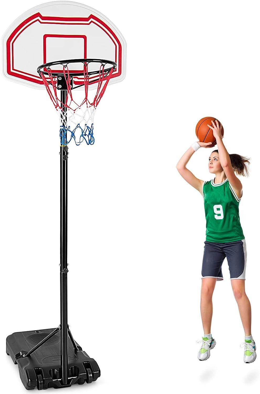 KOMFOTTEU Basketballkorb Basketballanlage, höhenverstellbar 158 bis 210 cm