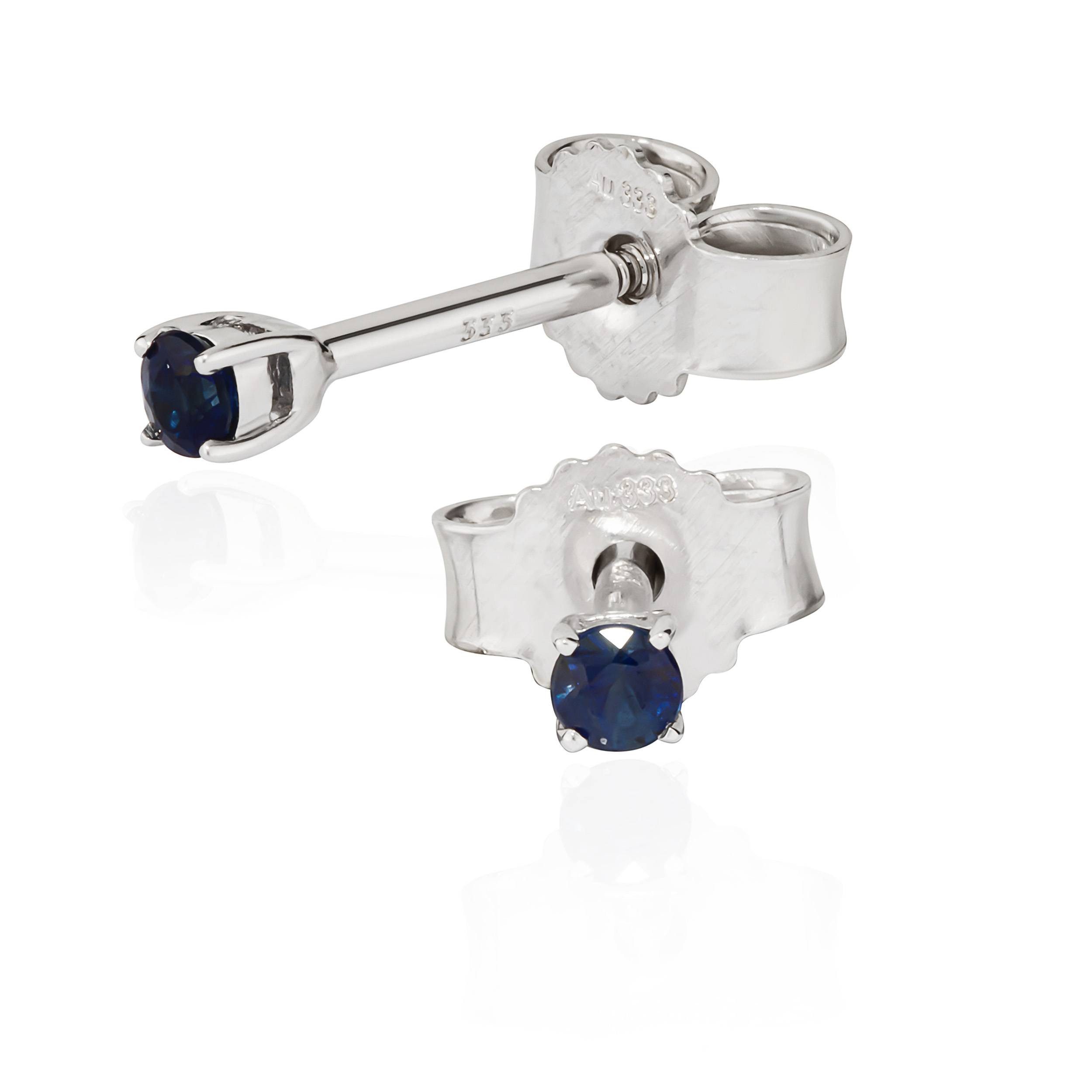 NKlaus Paar Ohrstecker Paar Ohrstecker Saphier poliert 333 Weißgold 8 Karat 1,8mm Damen Ohrri
