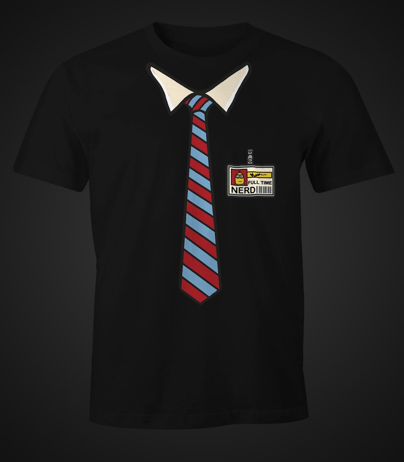 MoonWorks Print-Shirt Moonworks® mit Full Print Geek T-Shirt Time Fun-Shirt Nerd Herren schwarz