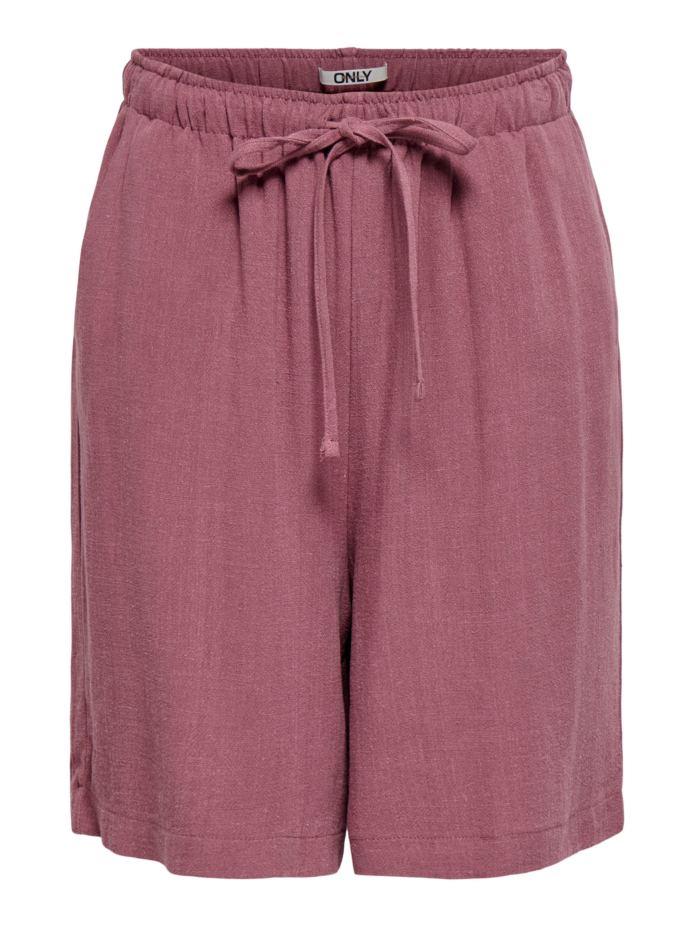 ONLY Shorts ONLSIESTA MW PULL-UP LIN BL SHORTS NOOS loose fit, Jersey, Viskosemischung, elastischer Bund, unifarben