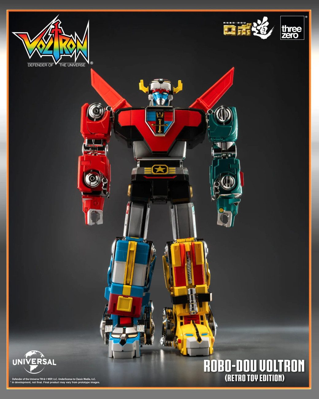 ThreeZero Actionfigur Voltron: Defender of the Universe Robo-Dou Actionfigur Voltron Retro T