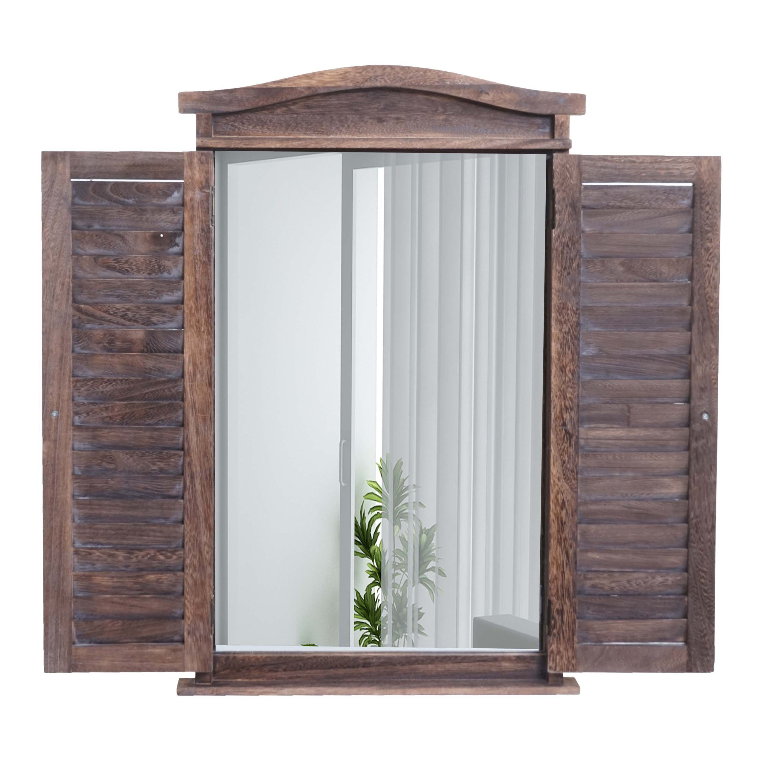 MCW Wandspiegel Spiegel (1-St), Fensterladenoptik, Einfache Wandmontage durch 2 Aufhängeösen