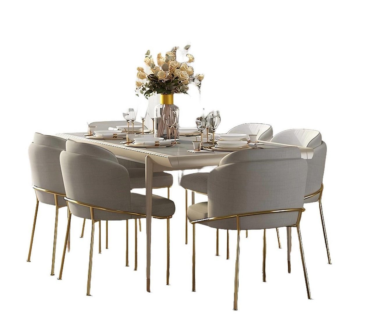 Essgruppe Elegantes Esszimmer-Ensemble mit Tisch und gepolsterten Stühlen