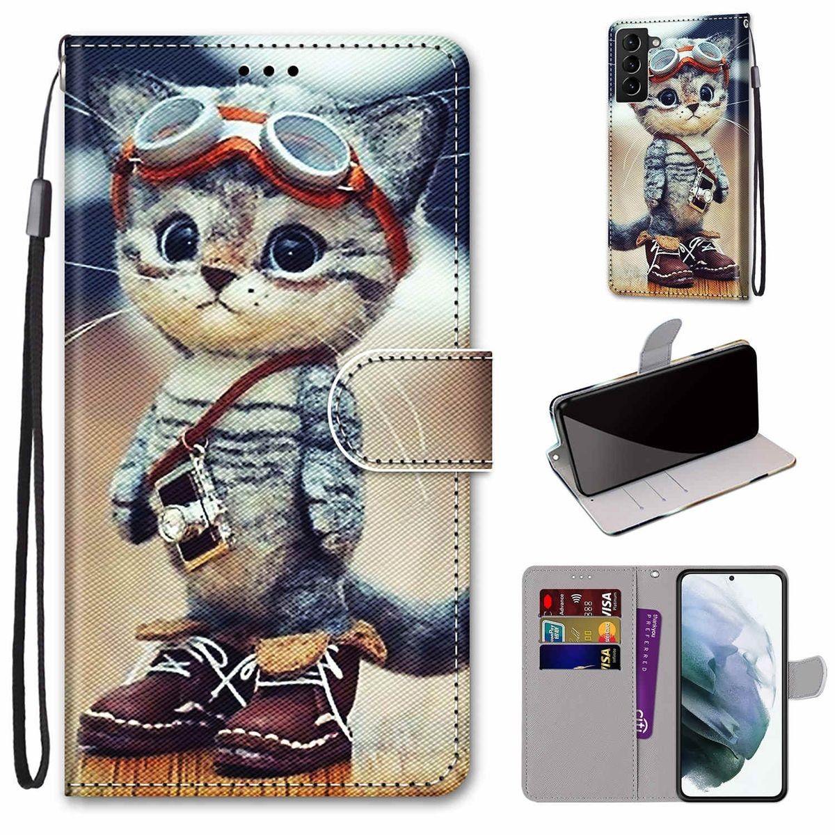 Wigento Handyhülle Für Samsung Galaxy S22 Plus 5G Kunstleder Handy Tasche Book Motiv 1 Schutz Hülle Case Cover Etui Neu