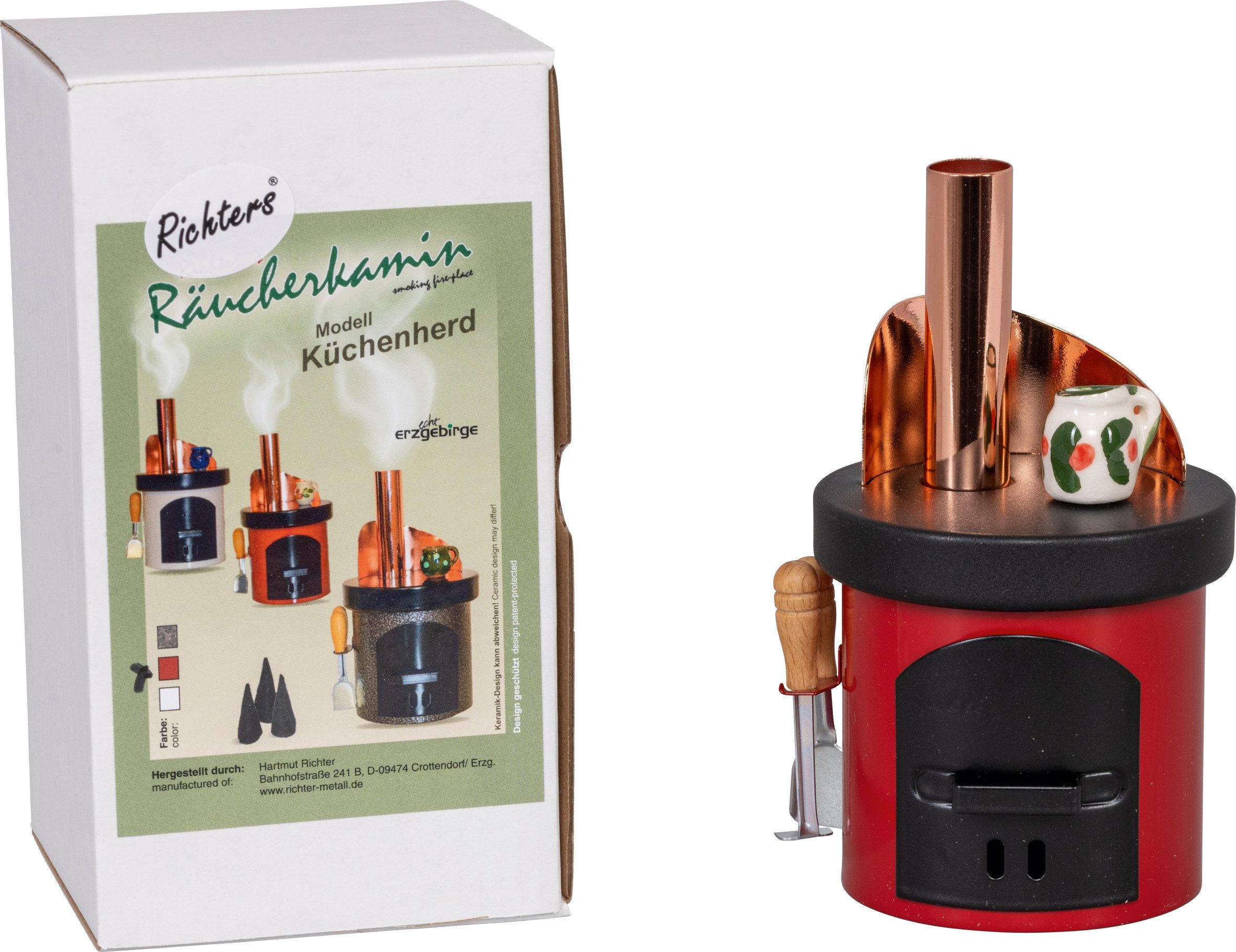 SAICO Original Räuchermännchen Räucherofen, Küchenherd, aus Metall, BxHxT: 7,5x13x7,5 cm