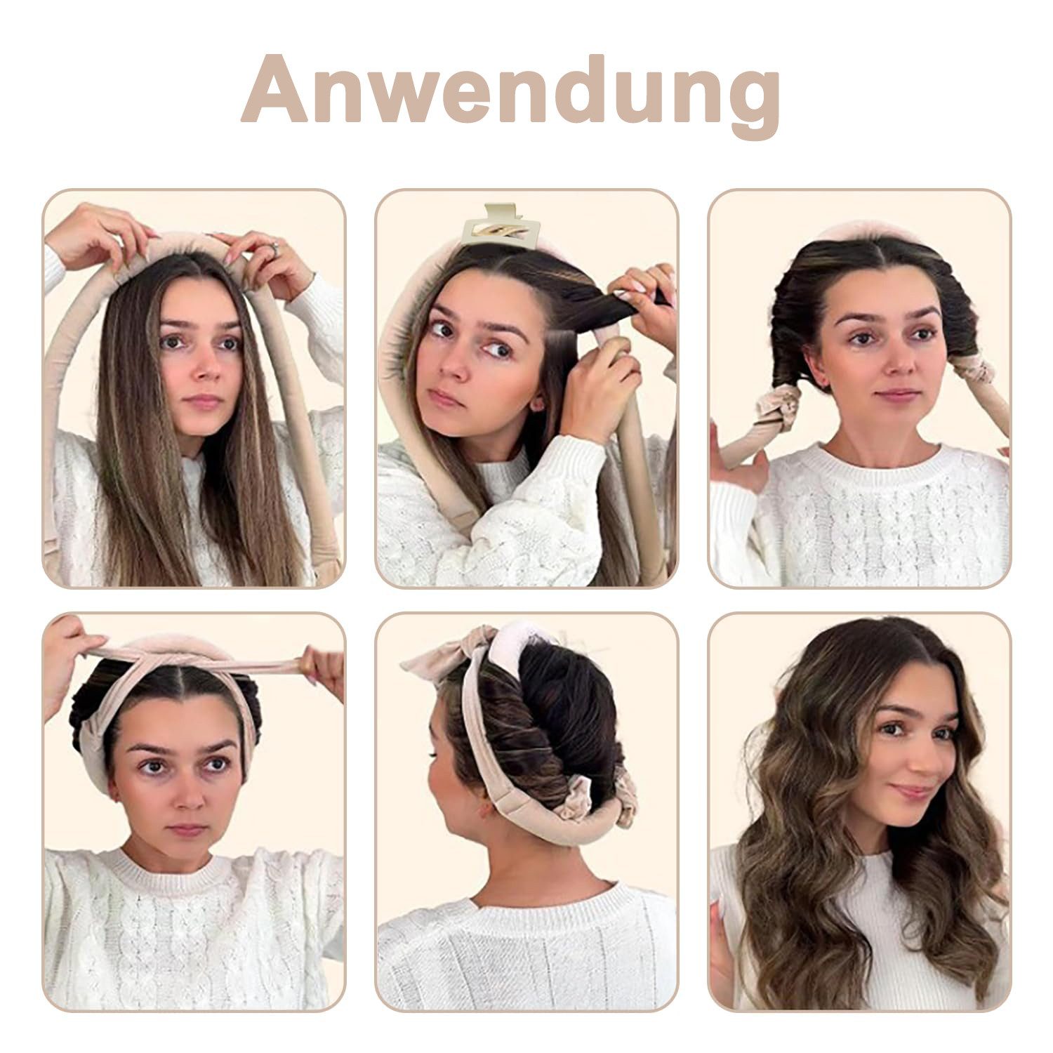 FOUORTUNATE-BEE Lockenwickler Locken Ohne Hitze Samt Lockenwickler Über Nacht mit Schlafmütze, DIY Haare Lockenband Frisurenset Lockenwickler Über Nacht